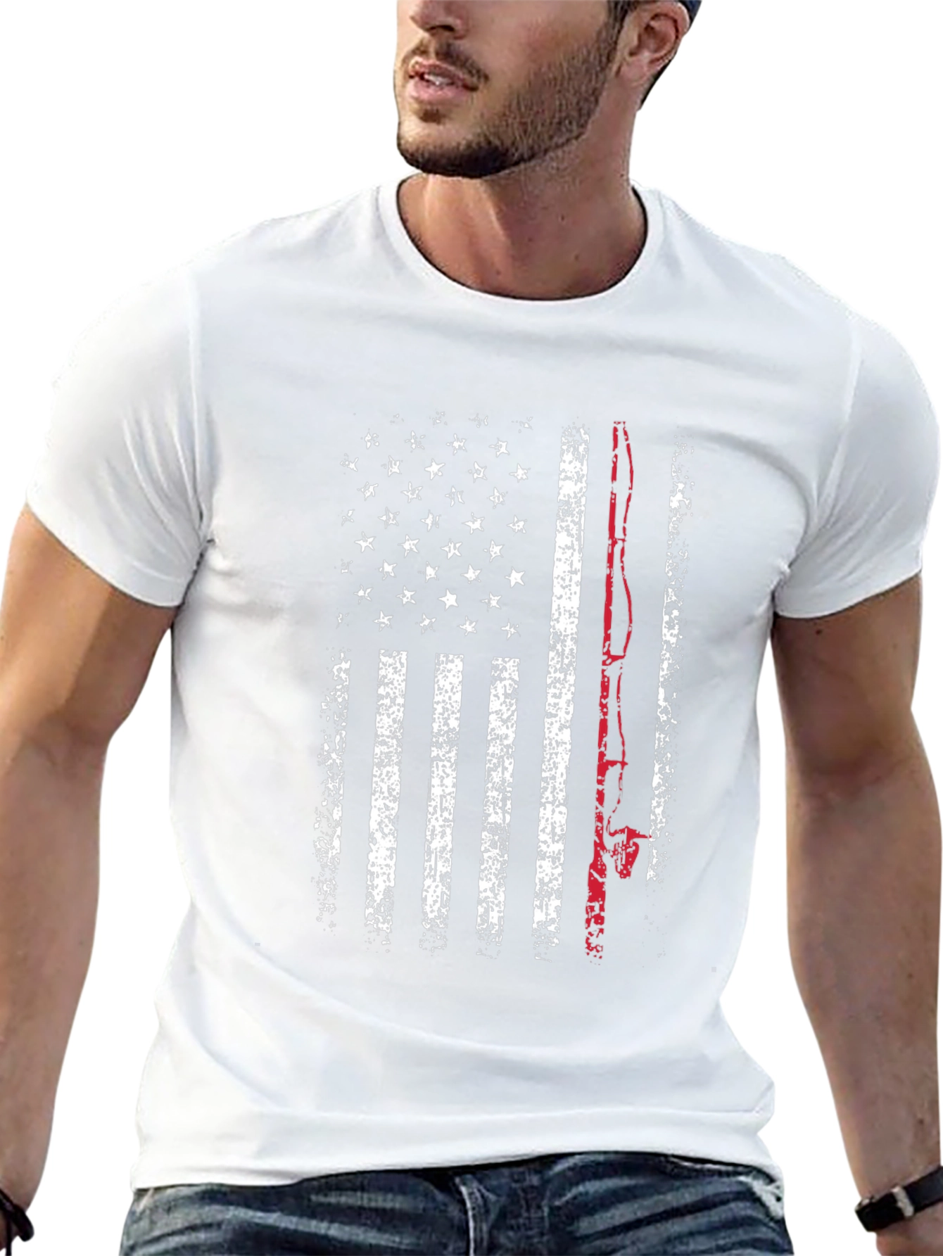 American Flag Fishing Rod T-Shirt