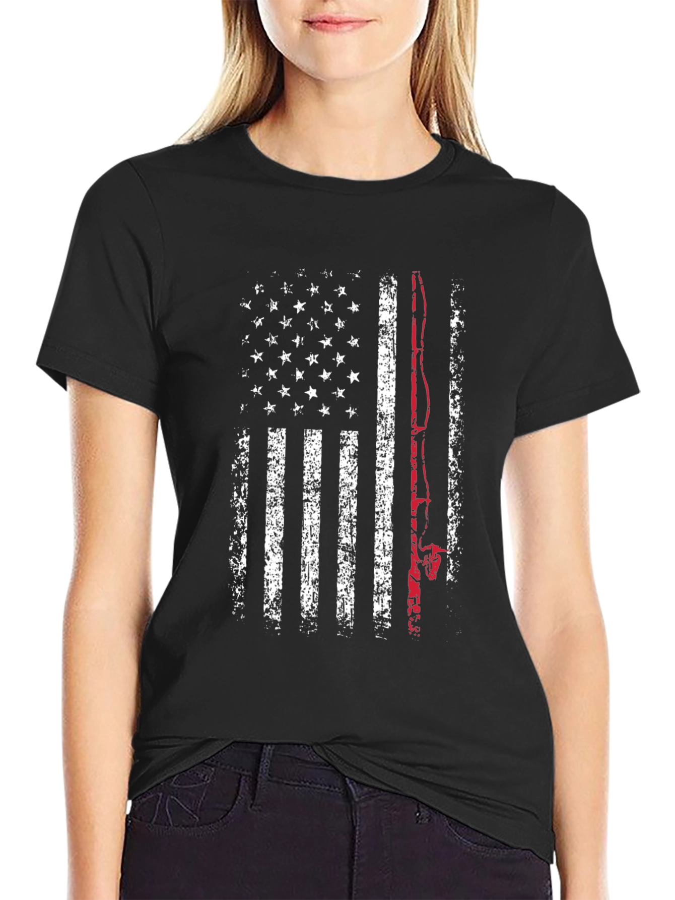 American Flag Fishing Rod T-Shirt