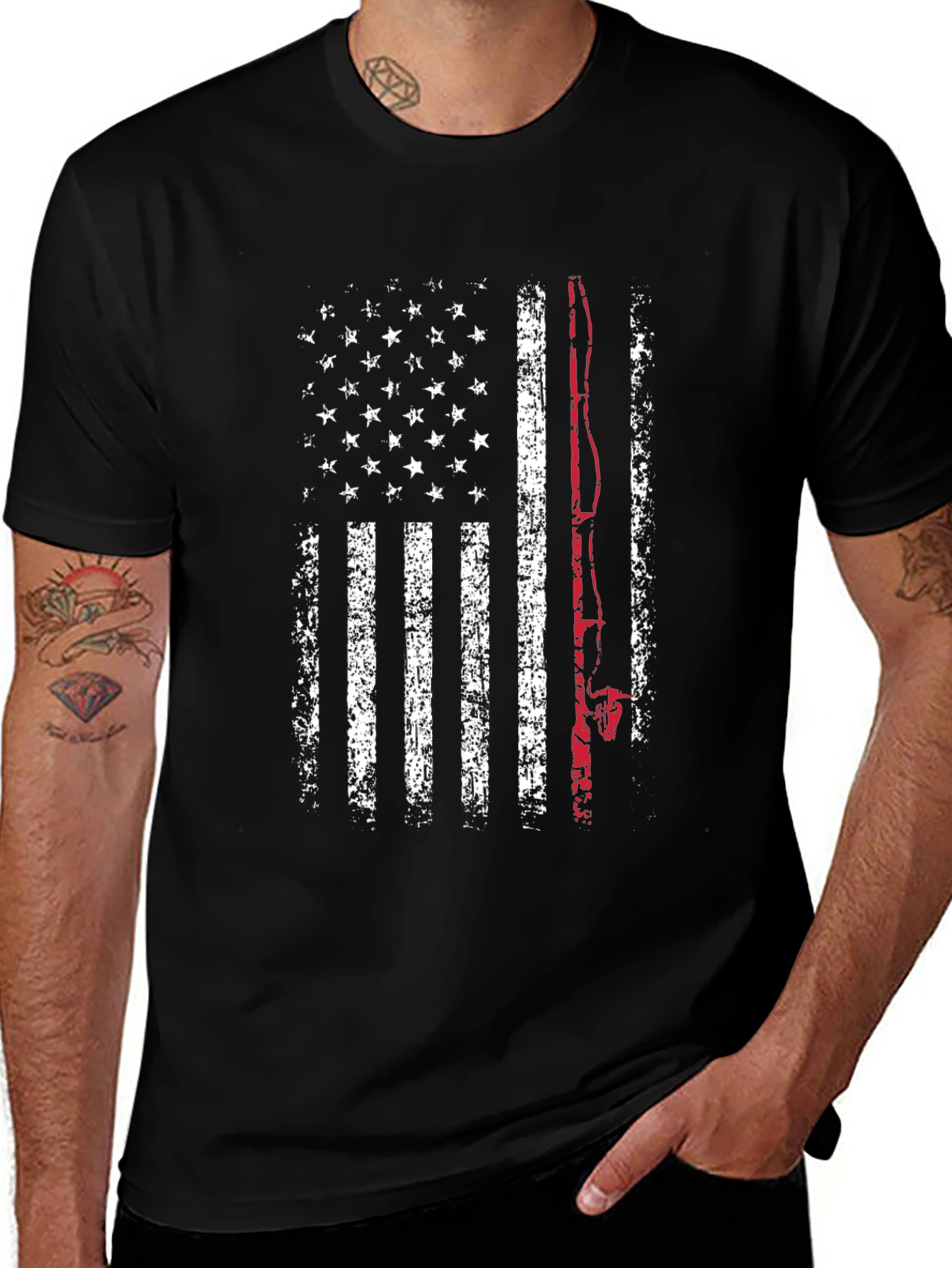 American Flag Fishing Rod T-Shirt