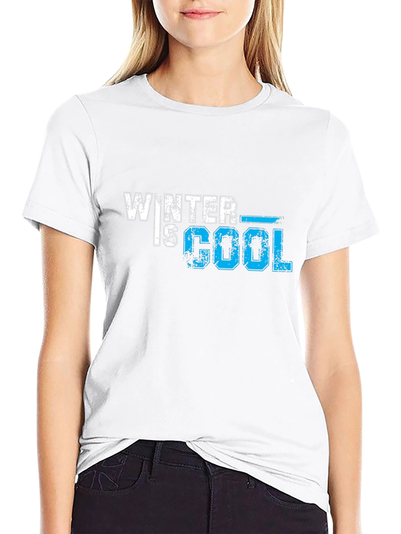 Winter is Cool Graphic Print Black T-Shirt