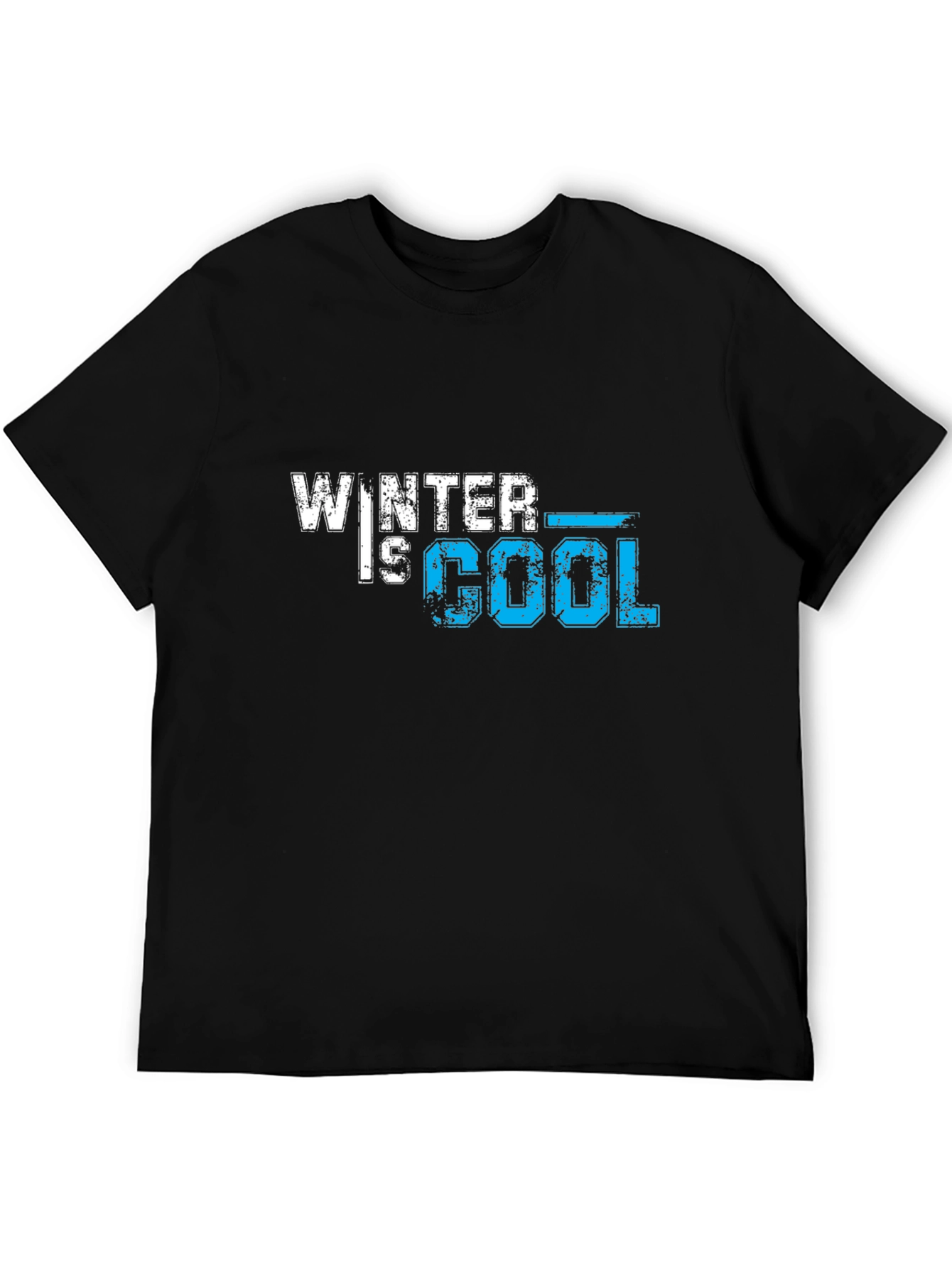 Winter is Cool Graphic Print Black T-Shirt