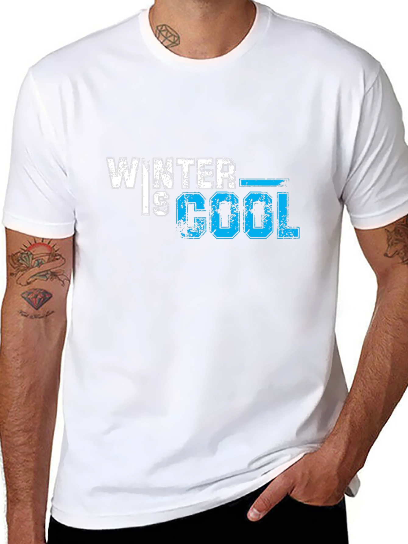 Winter is Cool Graphic Print Black T-Shirt