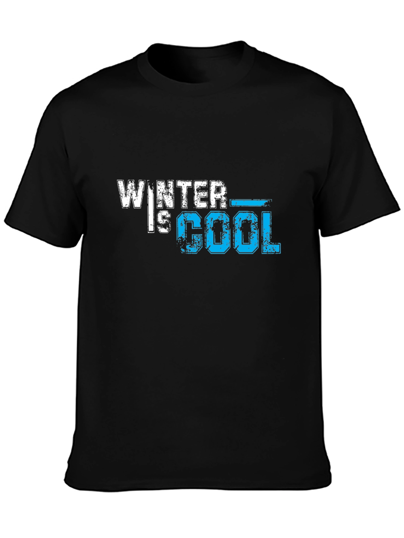 Winter is Cool Graphic Print Black T-Shirt