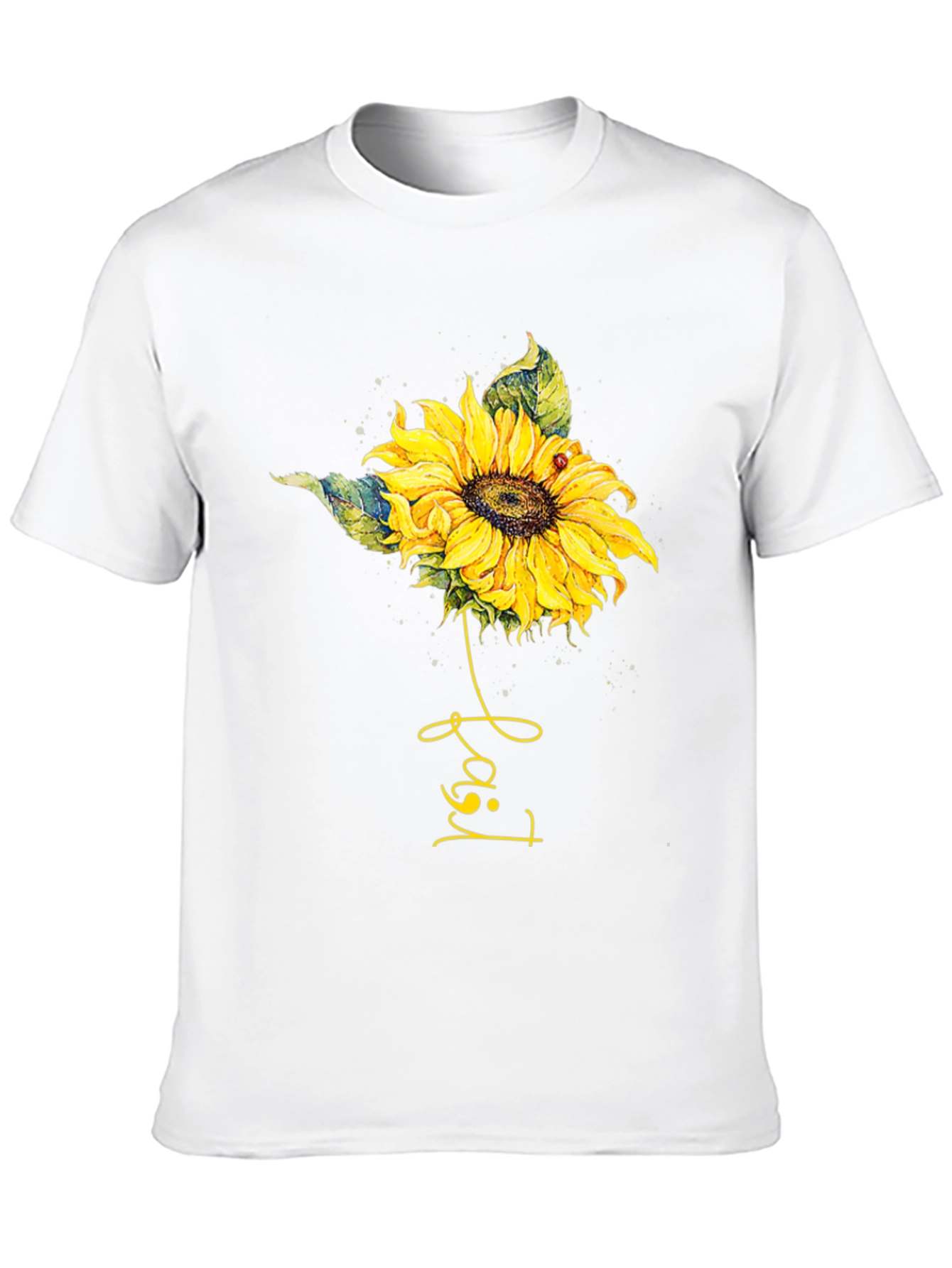 Sunflower Ladybug T-Shirt - Black Cotton Tee