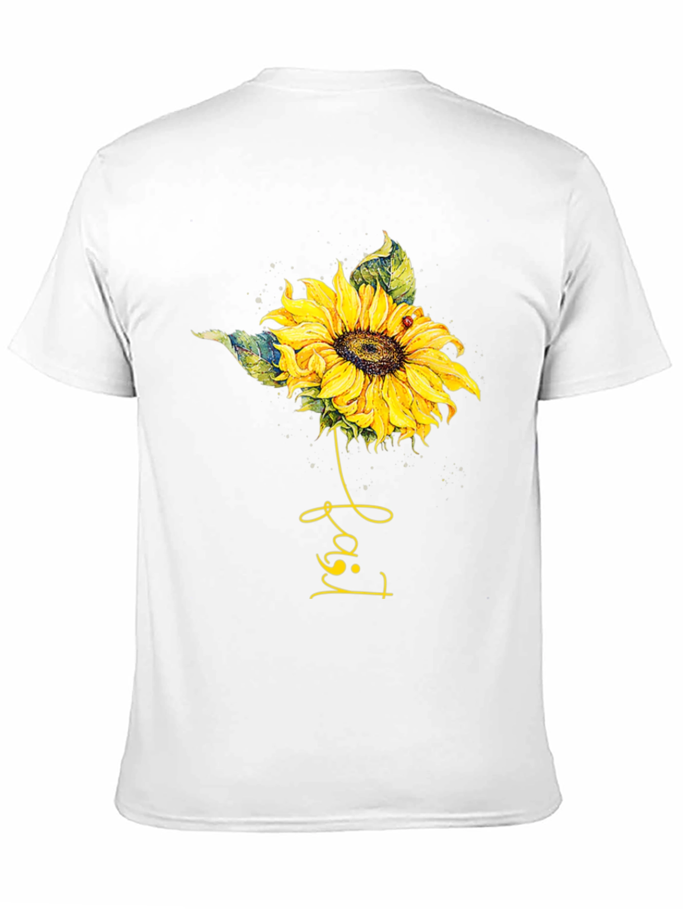 Sunflower Ladybug T-Shirt - Black Cotton Tee