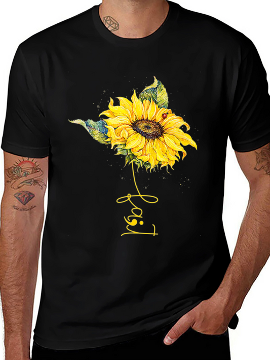 Sunflower Ladybug T-Shirt - Black Cotton Tee