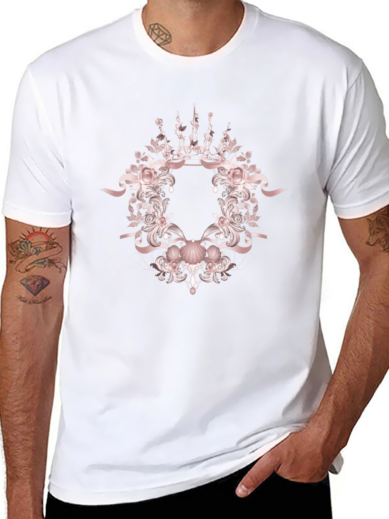 Elegant Floral Crown Graphic T-Shirt