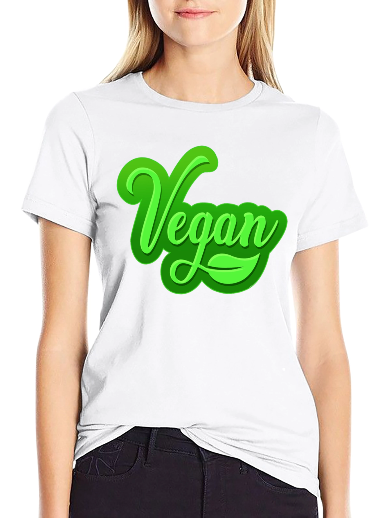 Vegan Graphic T-Shirt - Bold Green Lettering