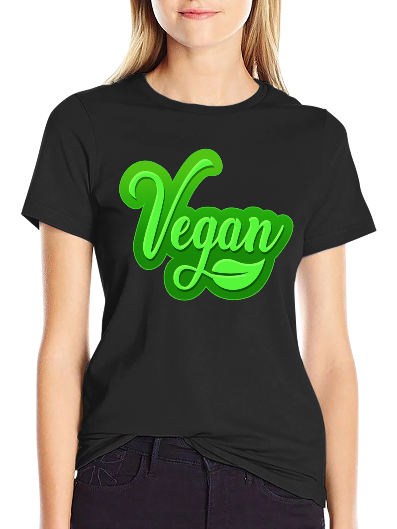 Vegan Graphic T-Shirt - Bold Green Lettering
