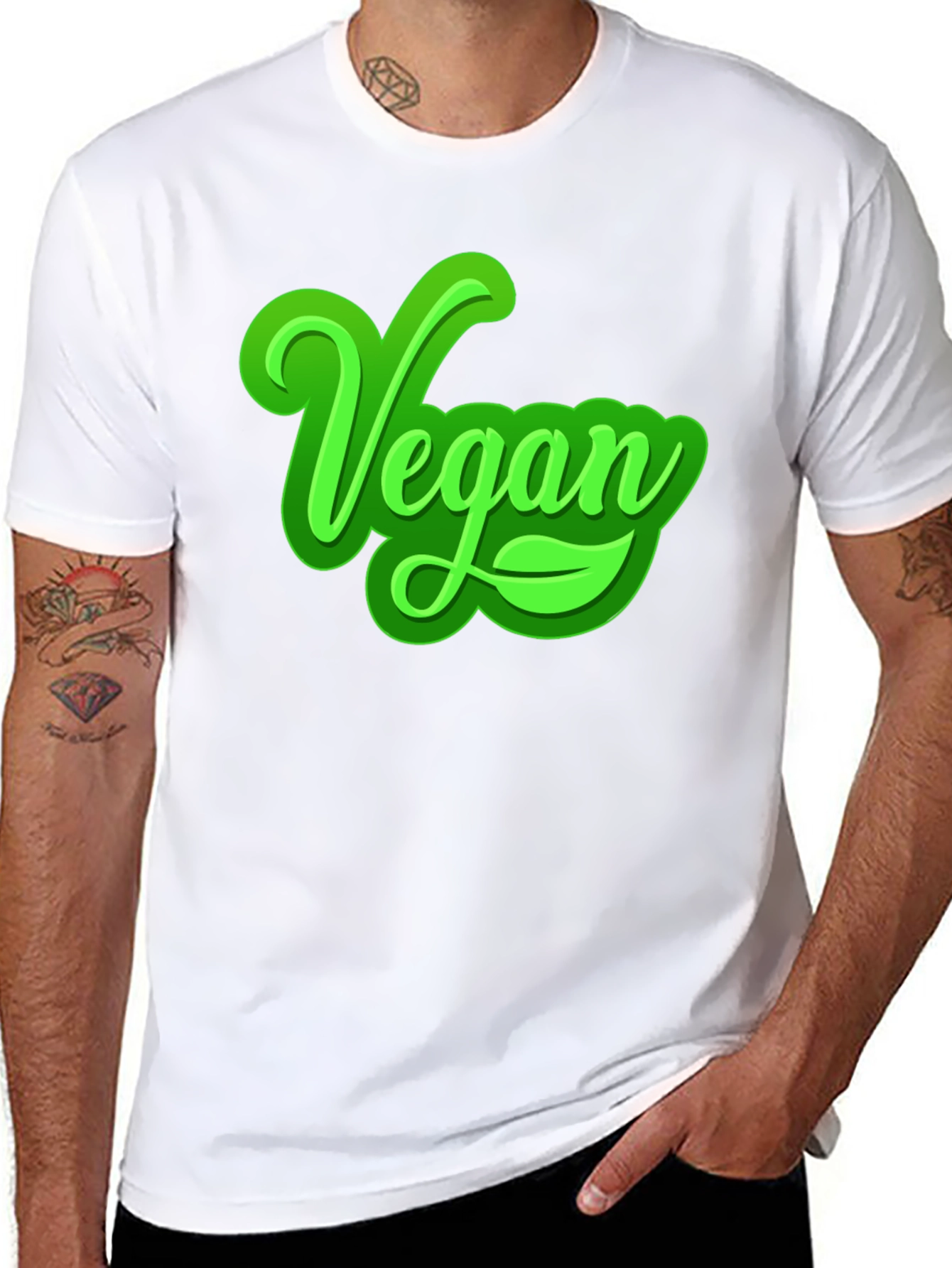 Vegan Graphic T-Shirt - Bold Green Lettering
