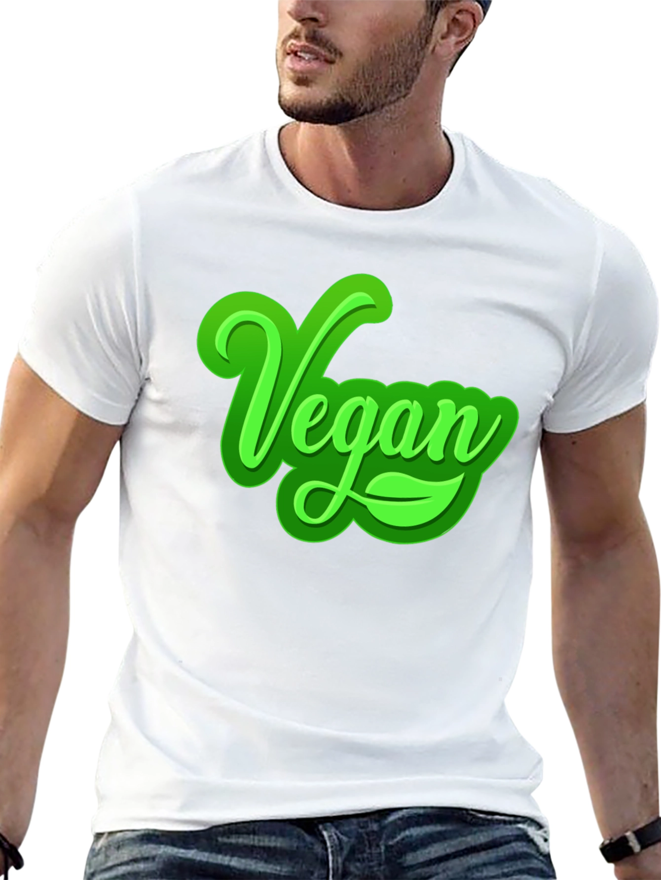 Vegan Graphic T-Shirt - Bold Green Lettering