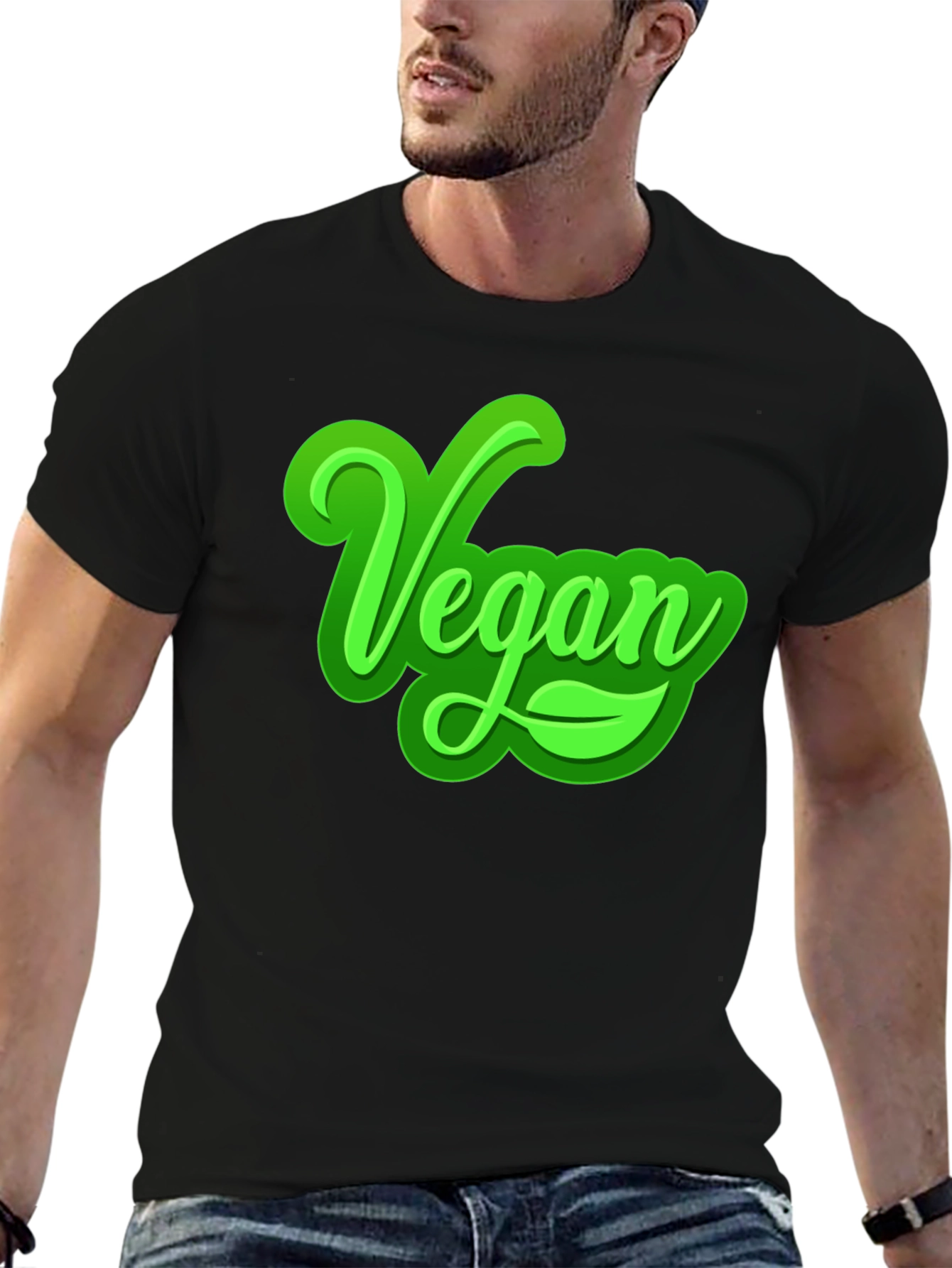 Vegan Graphic T-Shirt - Bold Green Lettering