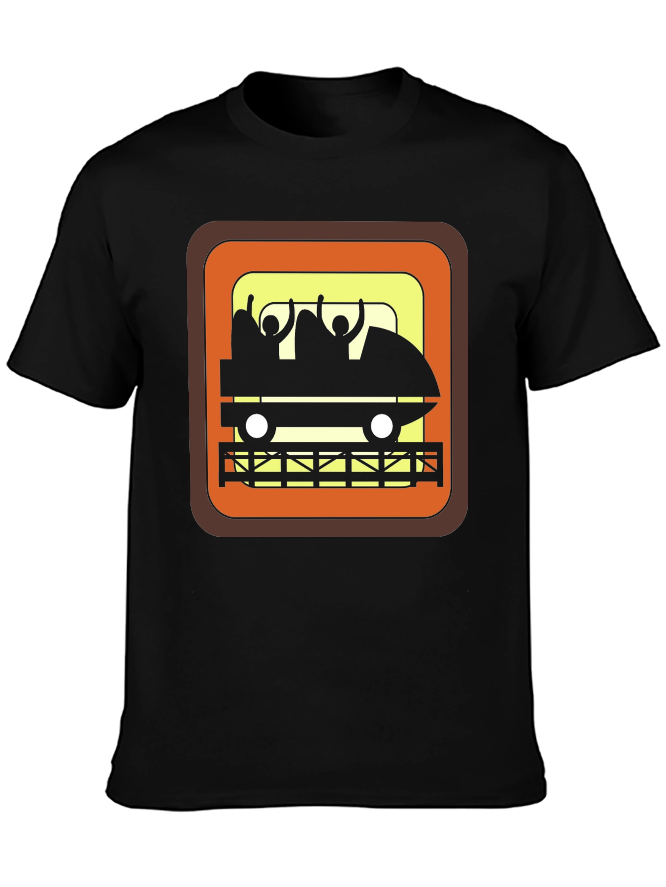 Retro Roller Coaster Ride Graphic Tee - Black