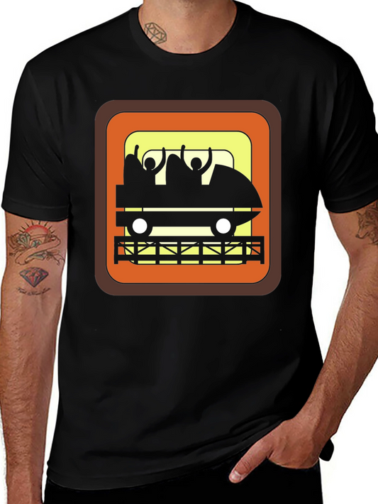 Retro Roller Coaster Ride Graphic Tee - Black