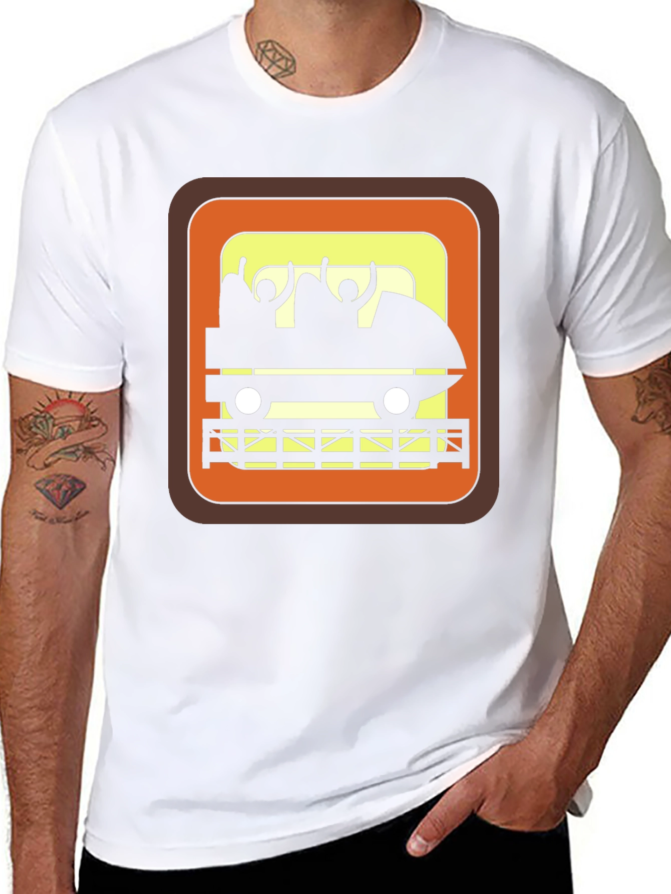 Retro Roller Coaster Ride Graphic Tee - Black