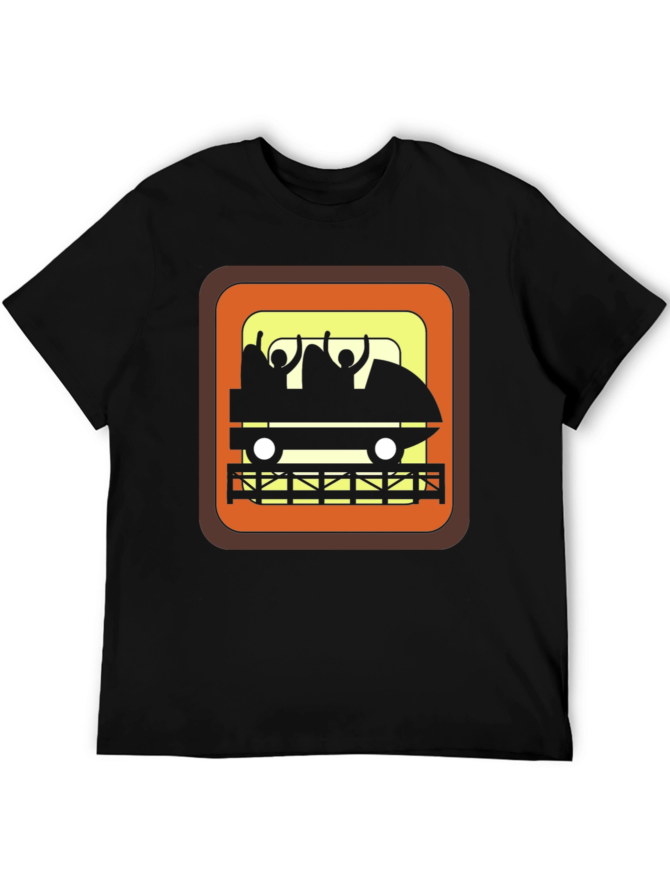 Retro Roller Coaster Ride Graphic Tee - Black