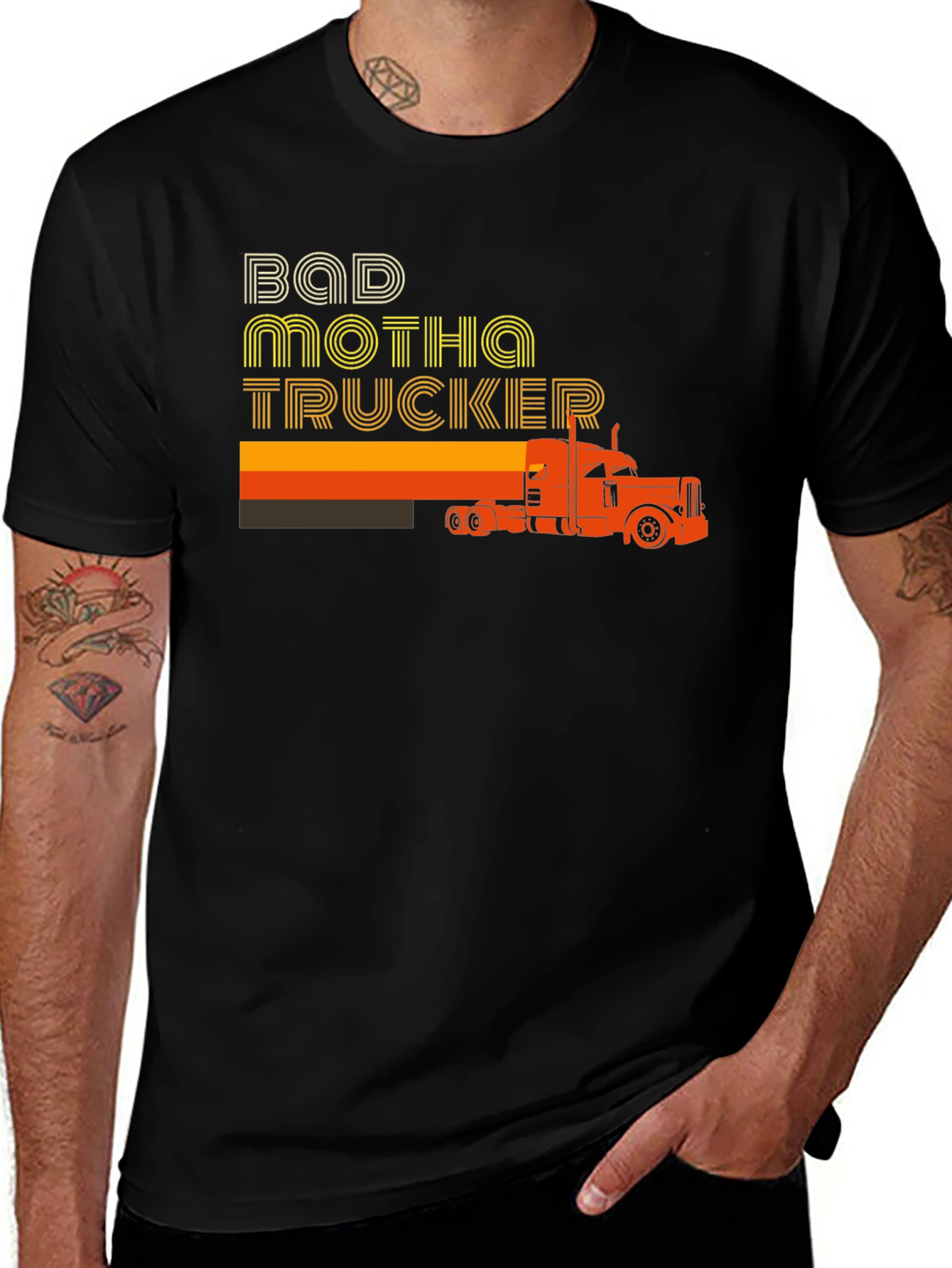 Bad Motha Trucker Graphic T-Shirt - Retro Style