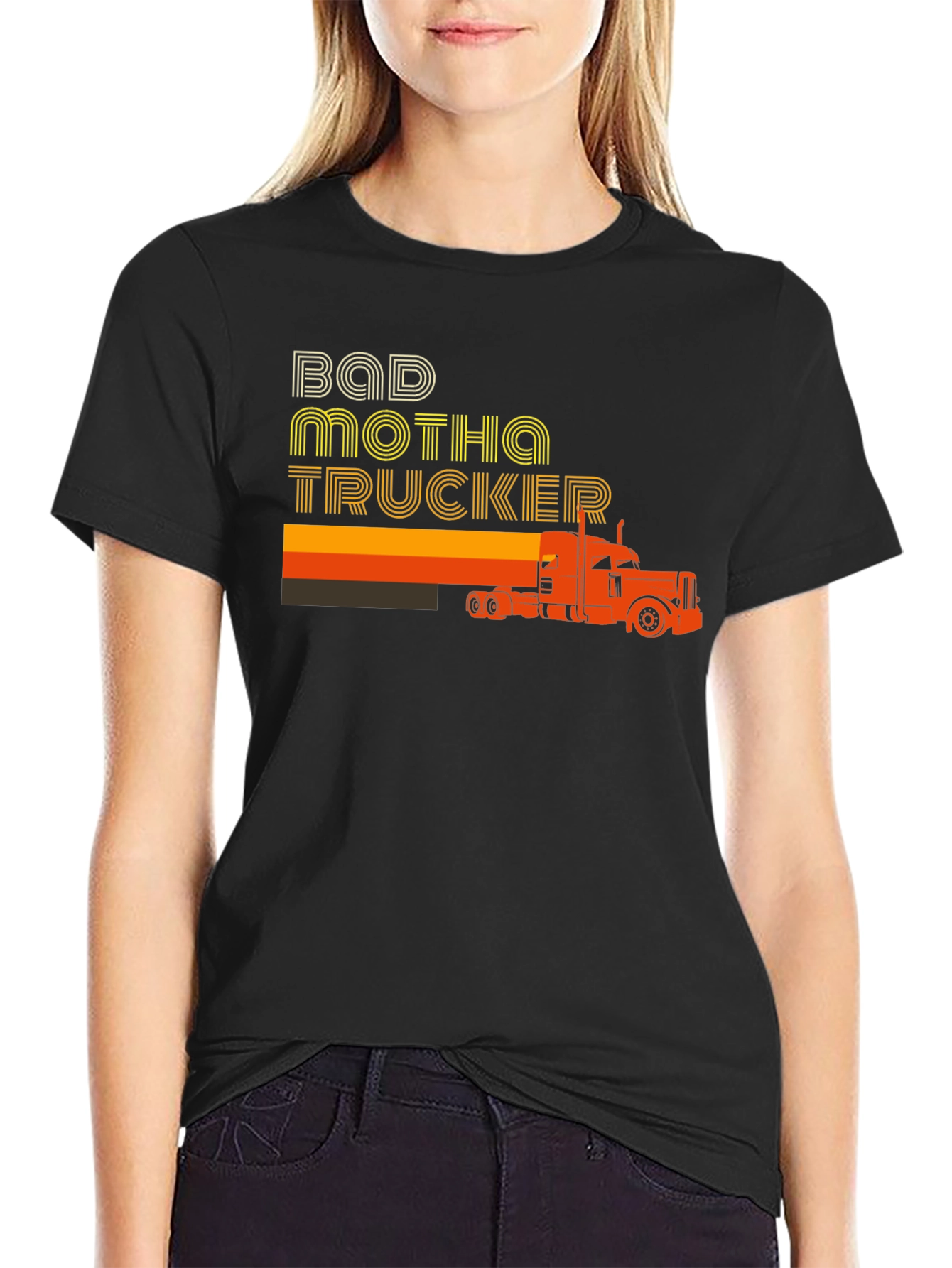 Bad Motha Trucker Graphic T-Shirt - Retro Style