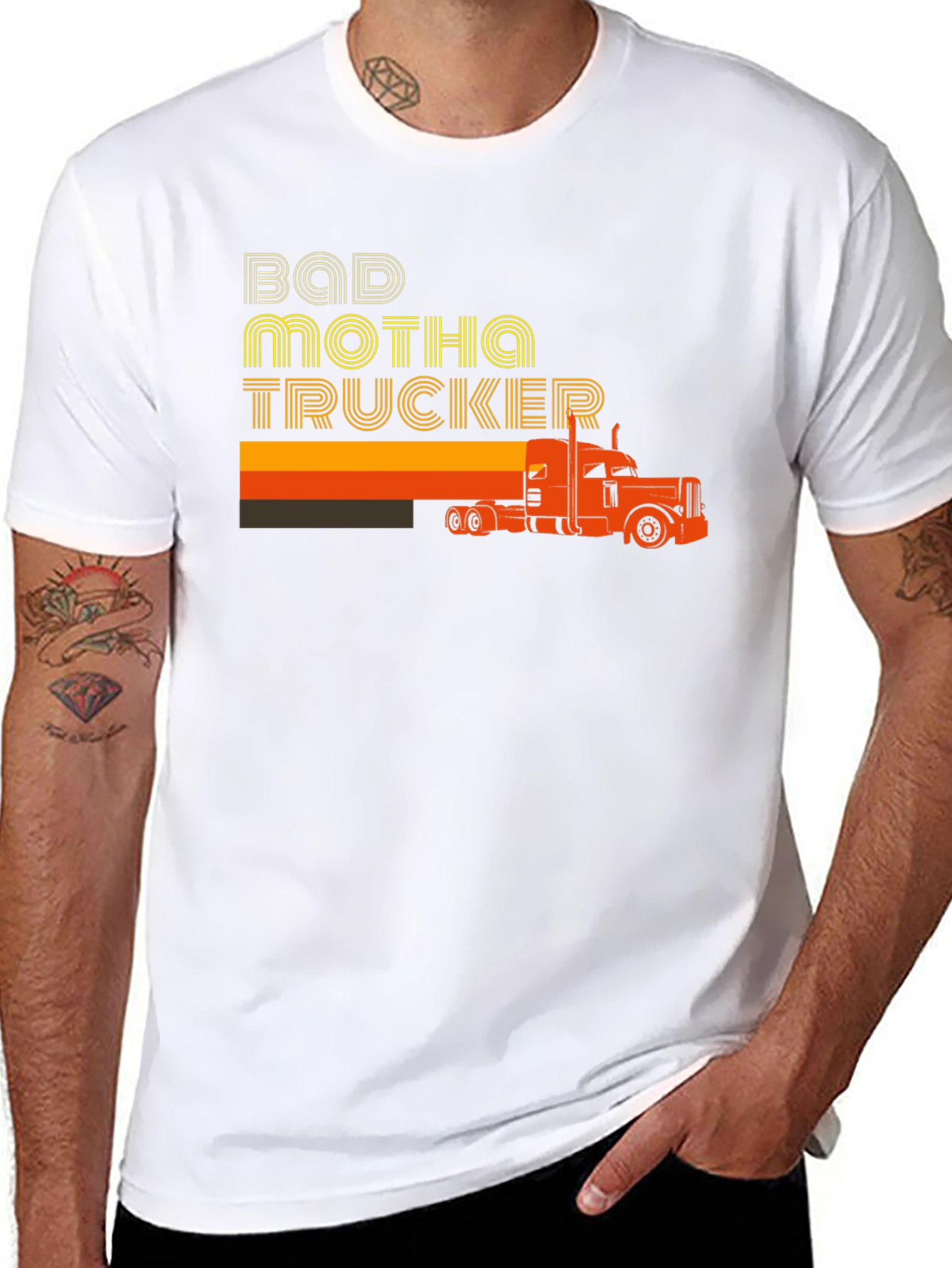 Bad Motha Trucker Graphic T-Shirt - Retro Style