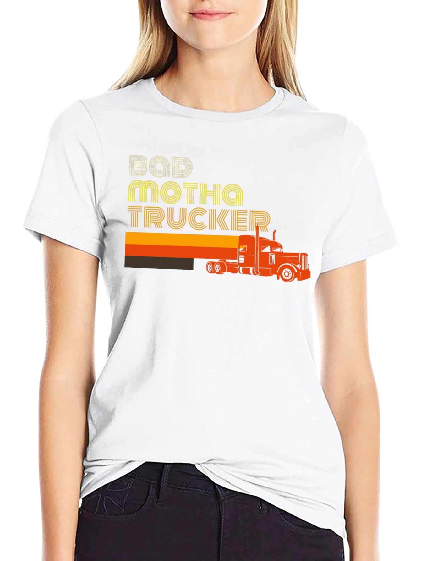 Bad Motha Trucker Graphic T-Shirt - Retro Style