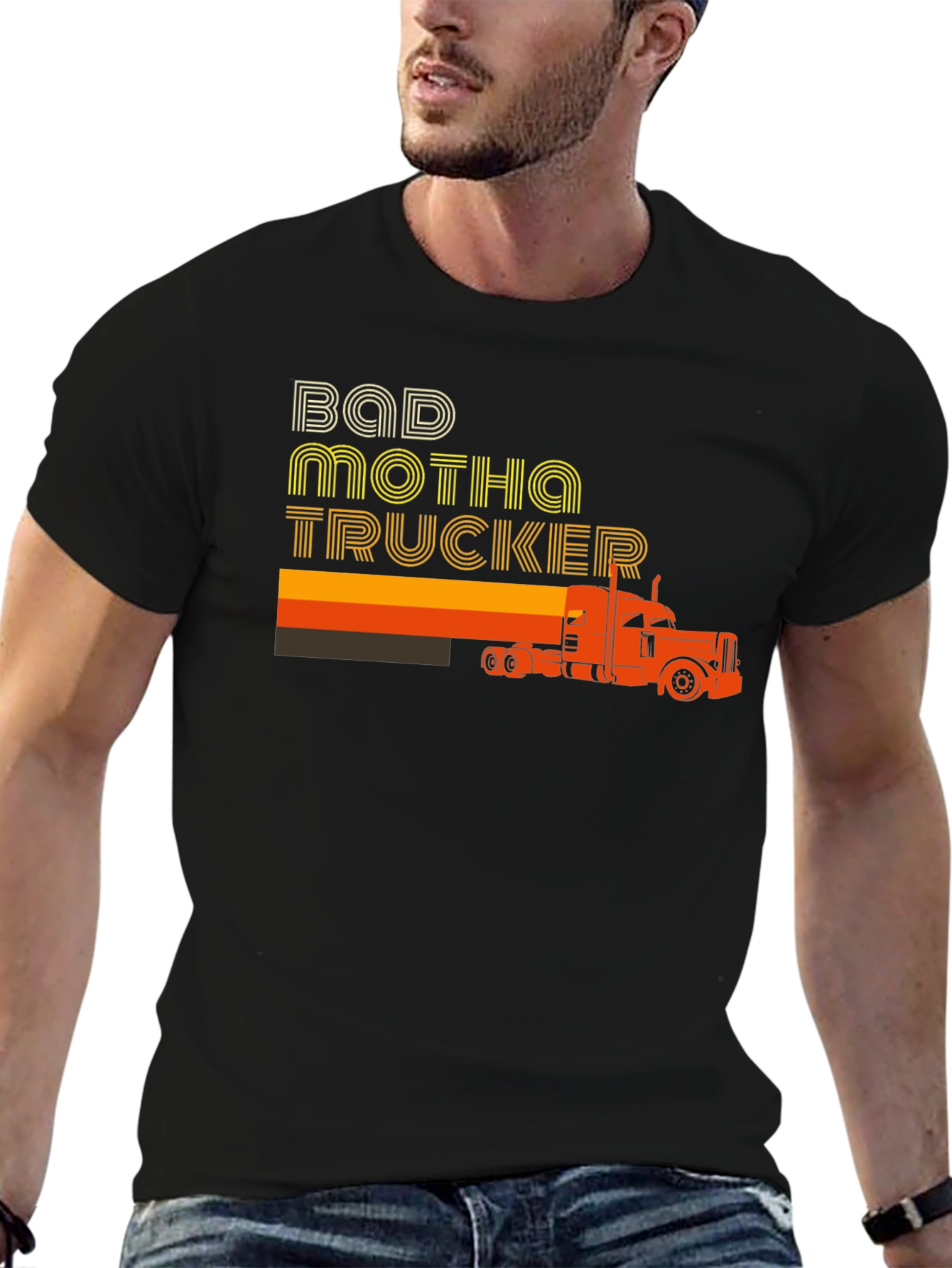 Bad Motha Trucker Graphic T-Shirt - Retro Style