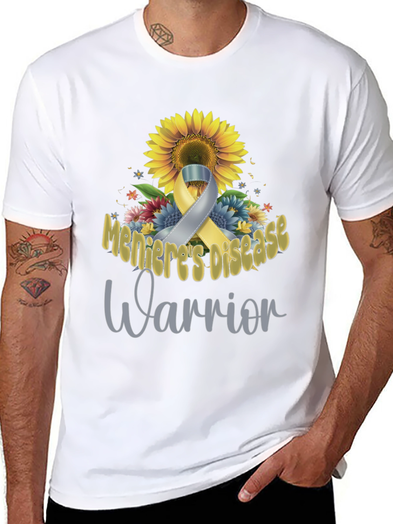 Menieres Disease Warrior Sunflower Ribbon T-Shirt