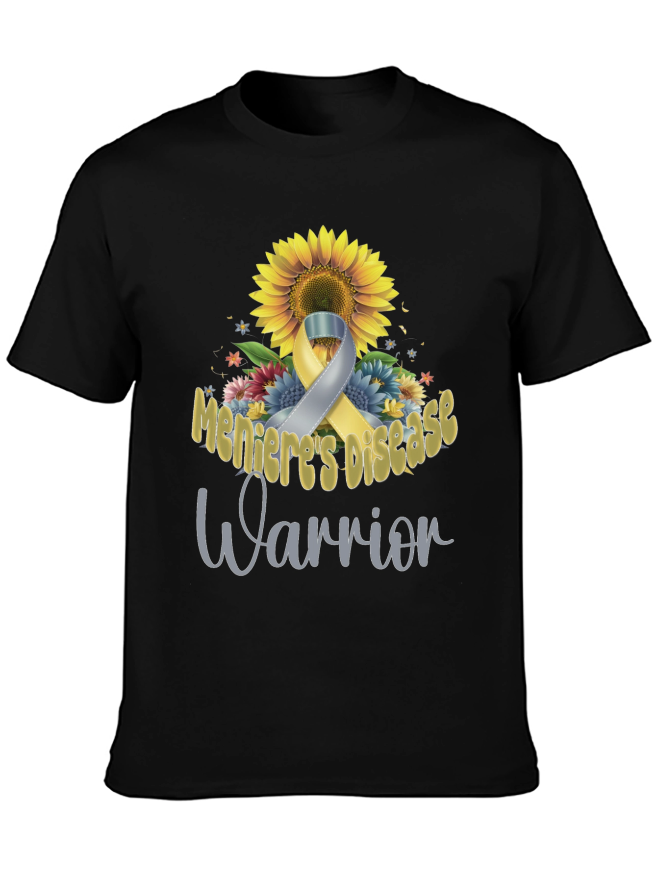 Menieres Disease Warrior Sunflower Ribbon T-Shirt
