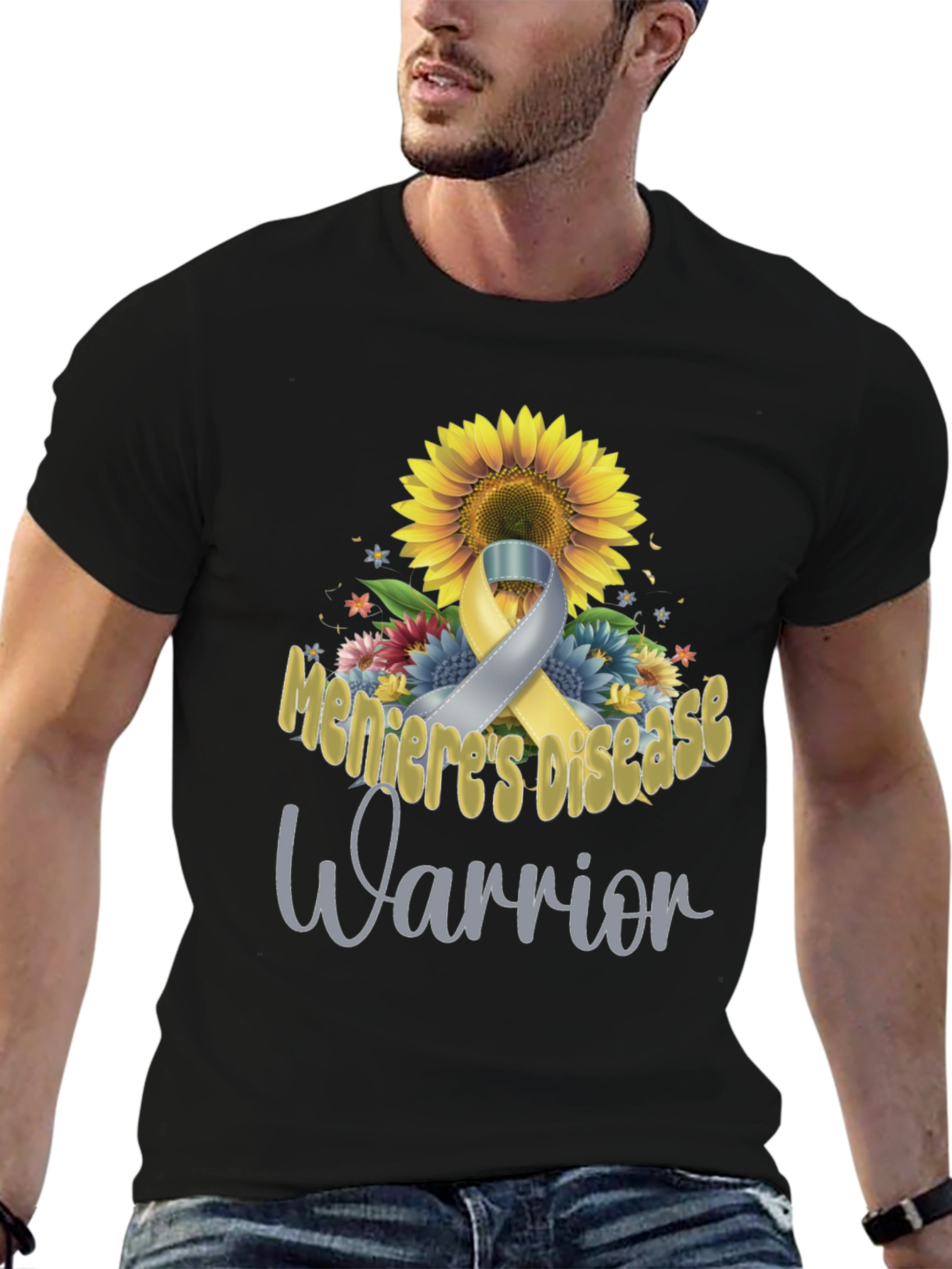 Menieres Disease Warrior Sunflower Ribbon T-Shirt