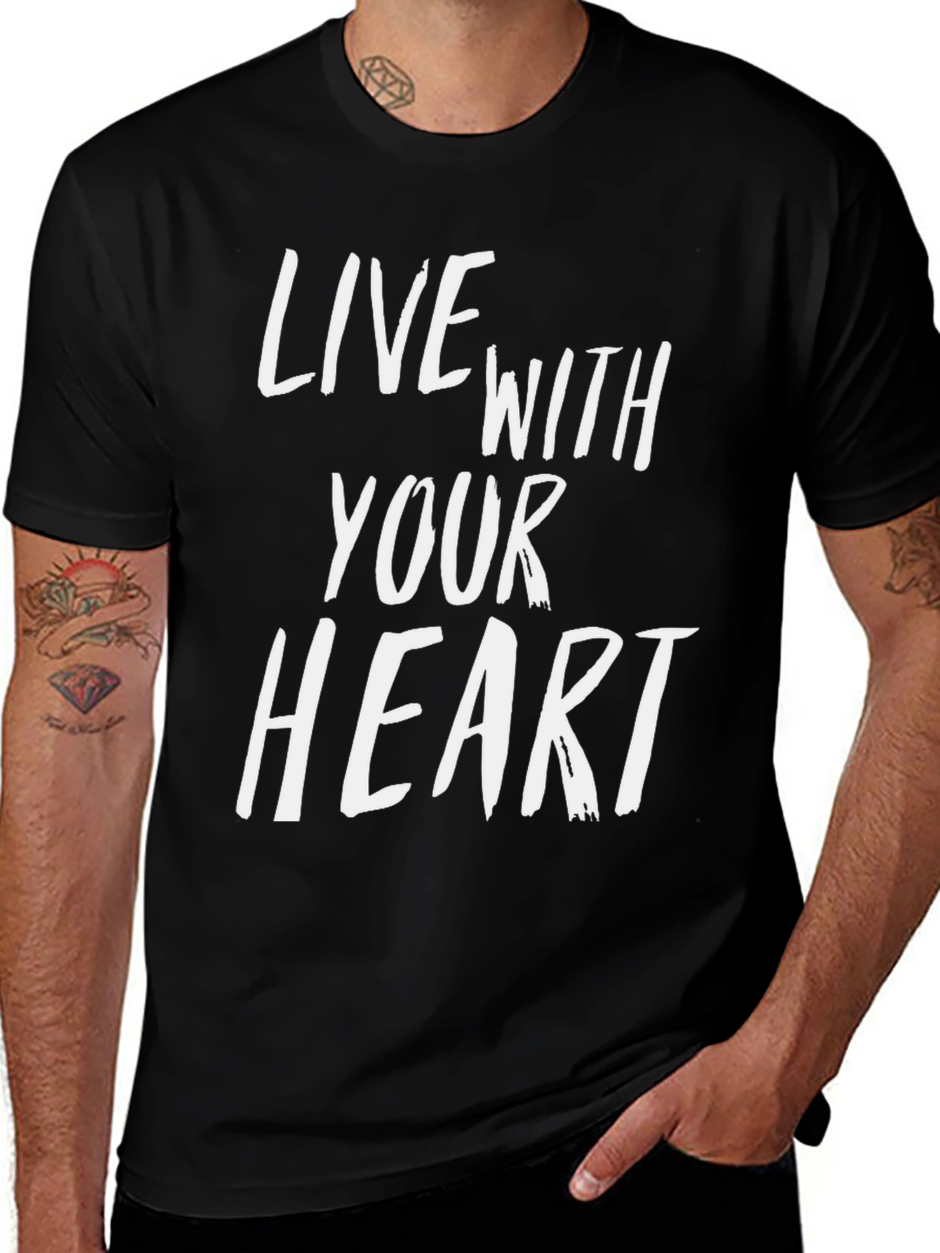 Live With Your Heart Graphic Tee - Black