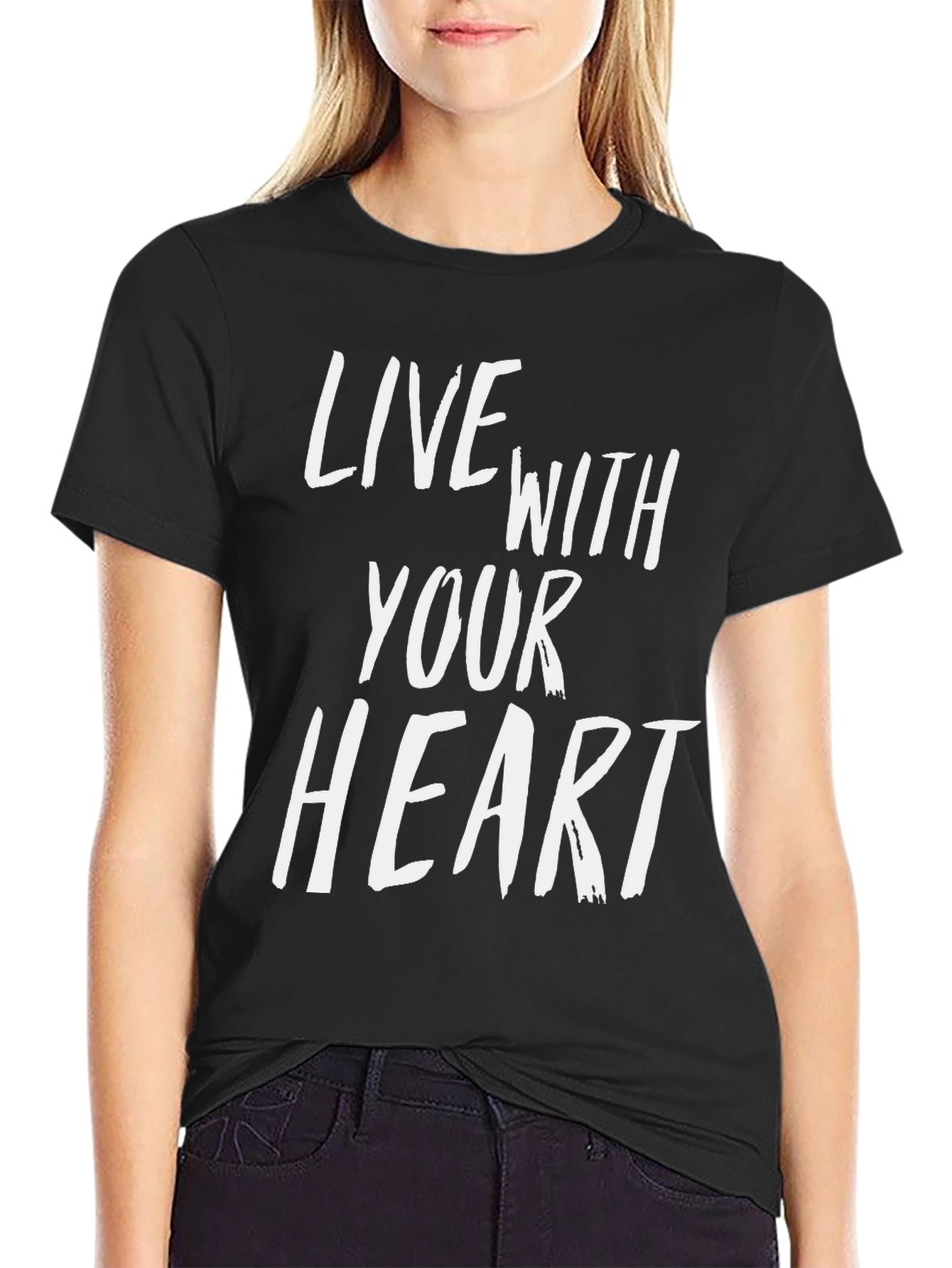 Live With Your Heart Graphic Tee - Black