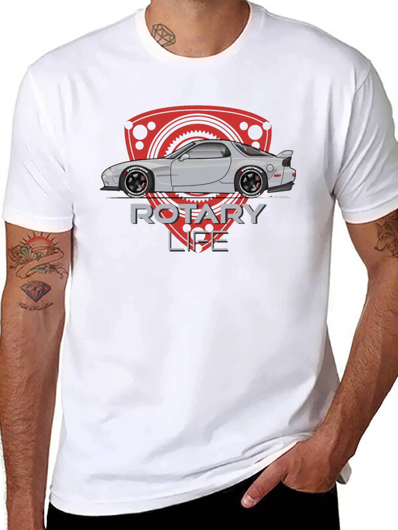 Rotary Life Car Graphic T-Shirt - Black