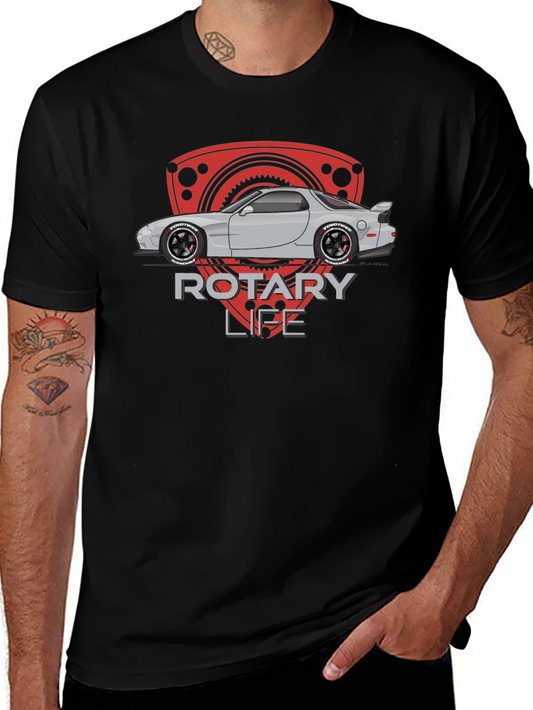 Rotary Life Car Graphic T-Shirt - Black