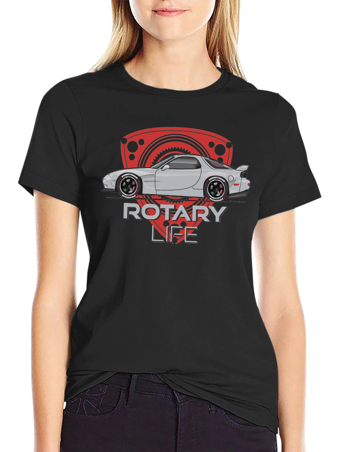 Rotary Life Car Graphic T-Shirt - Black