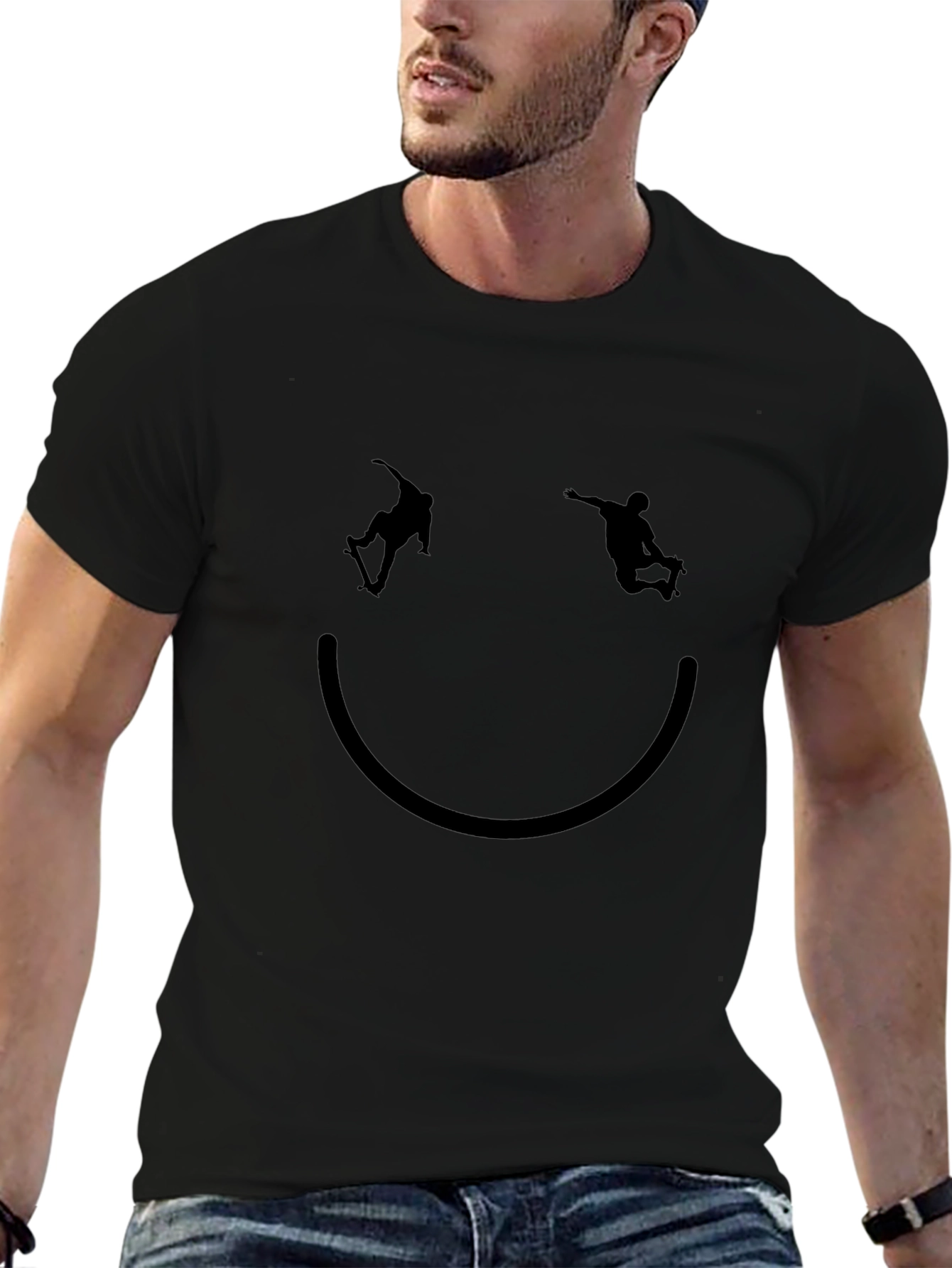 Skate Smile Tee - Black Graphic T-Shirt