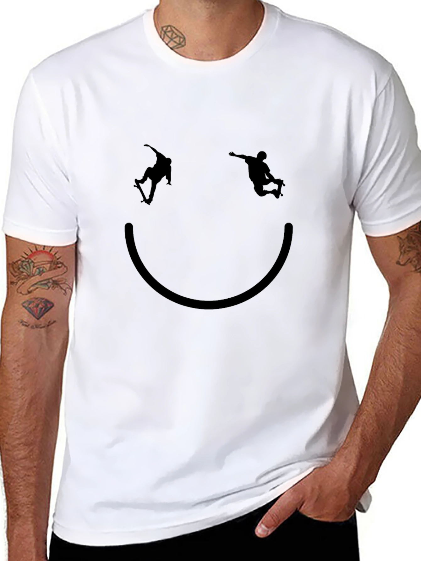 Skate Smile Tee - Black Graphic T-Shirt