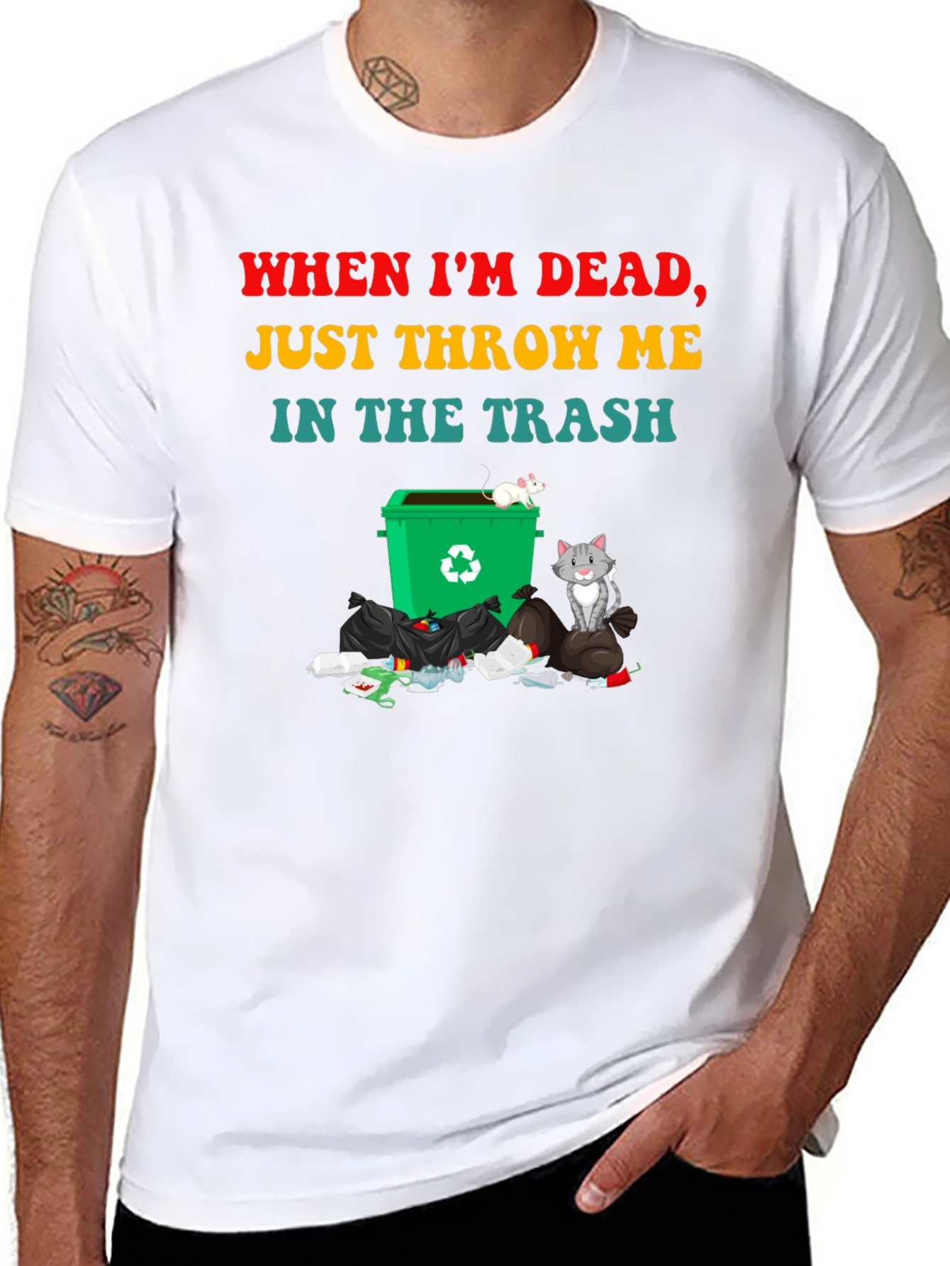 Humorous Throw Me in the Trash Graphic Tee