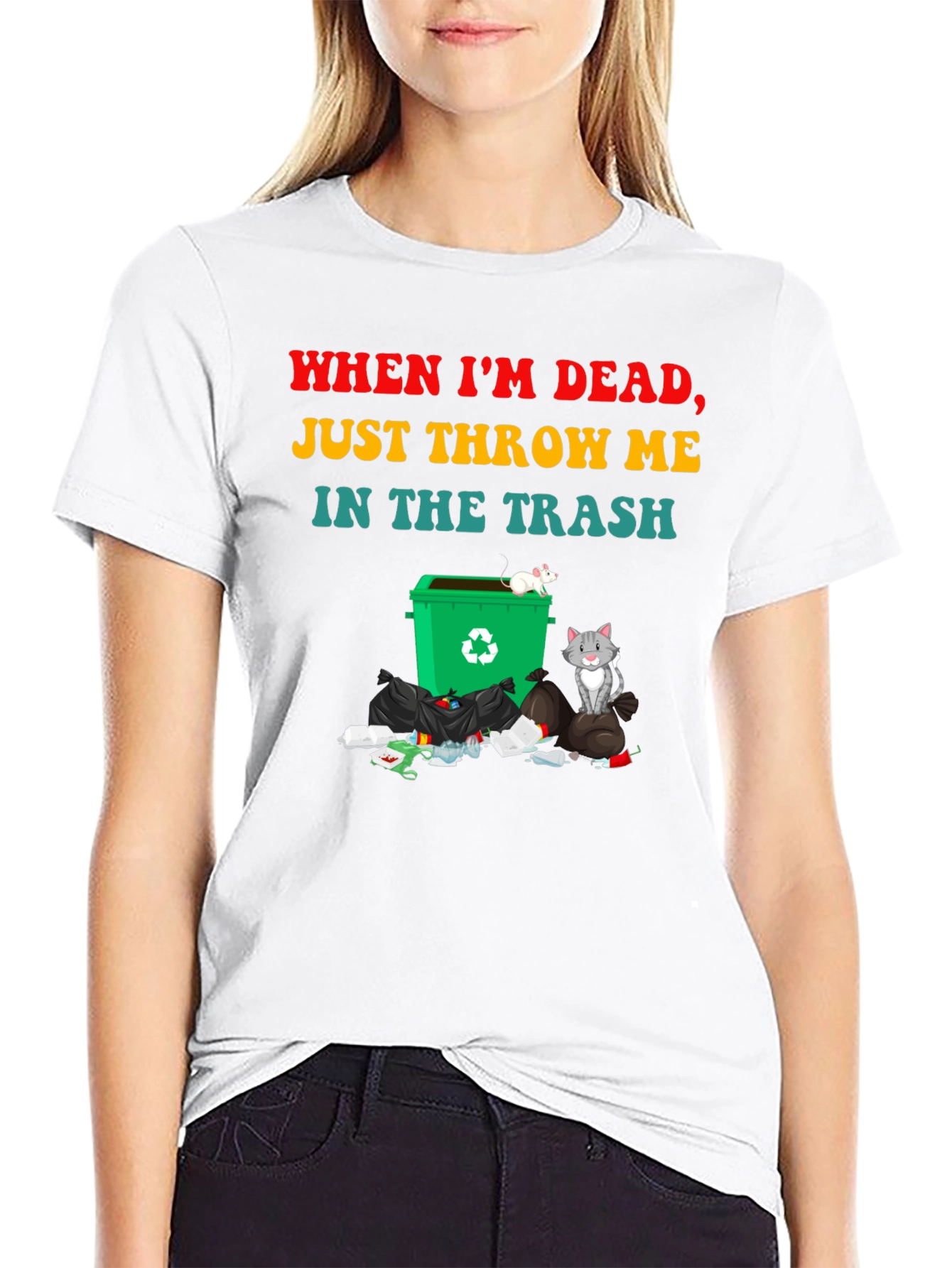 Humorous Throw Me in the Trash Graphic Tee