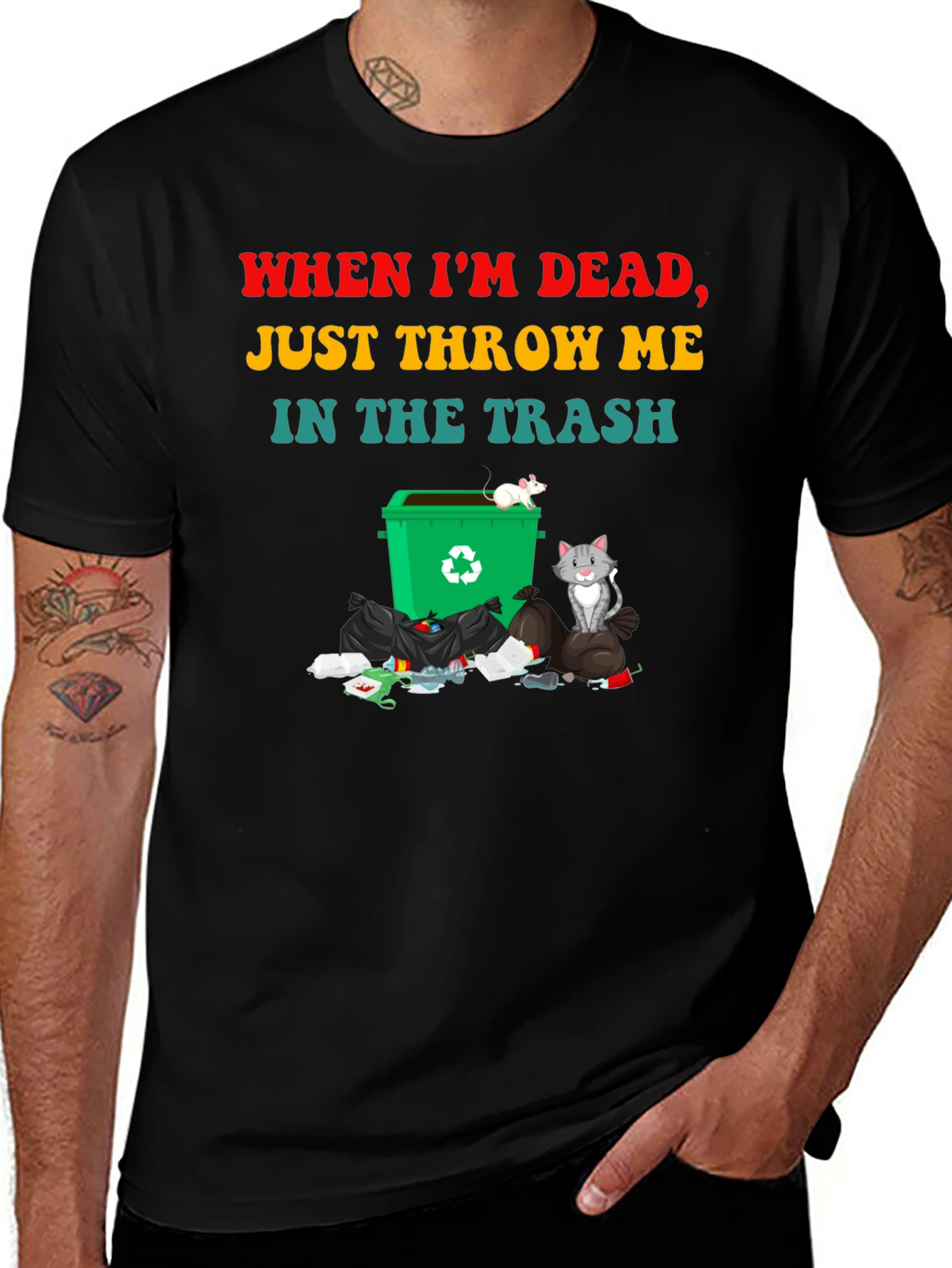 Humorous Throw Me in the Trash Graphic Tee