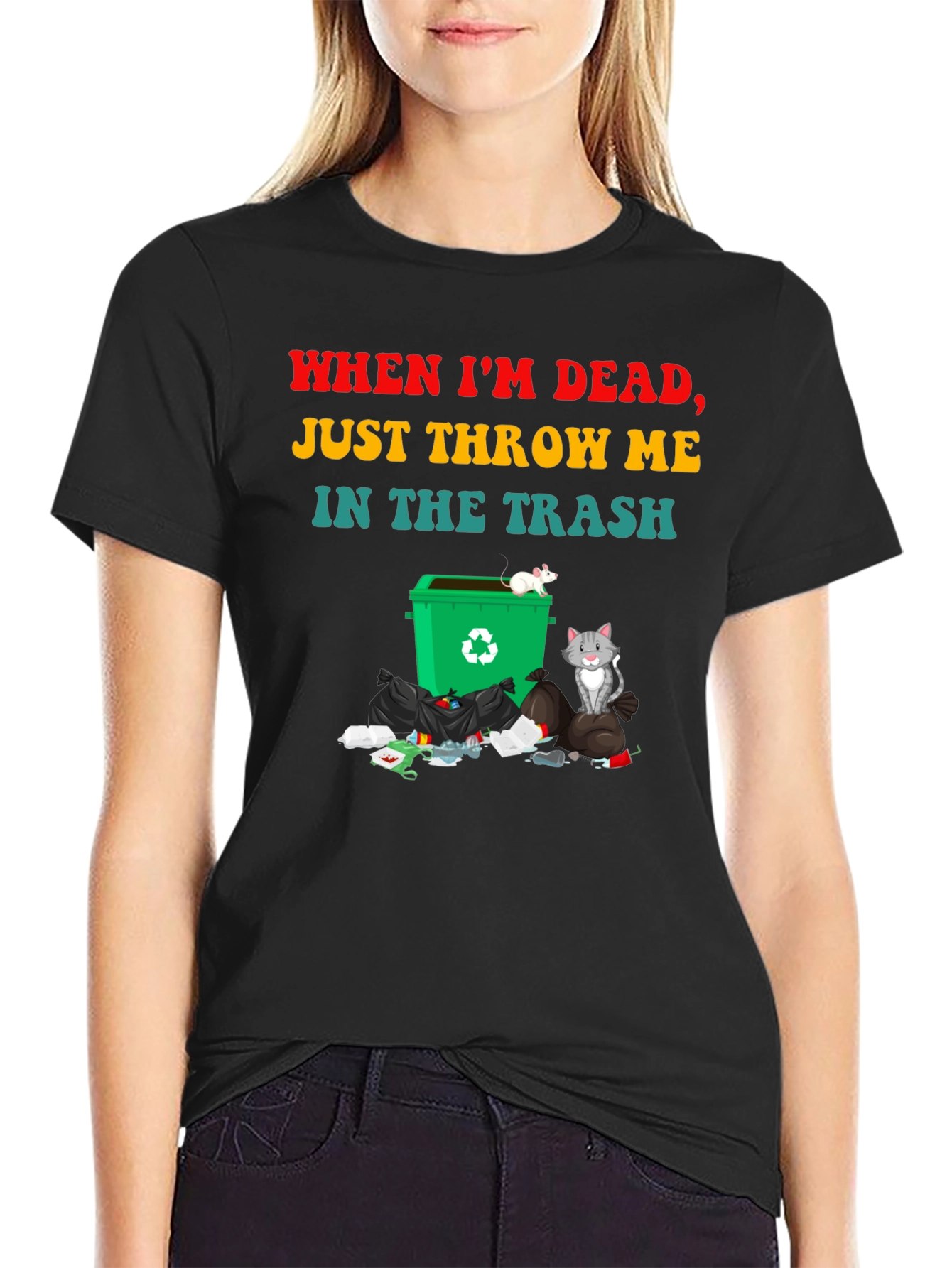 Humorous Throw Me in the Trash Graphic Tee