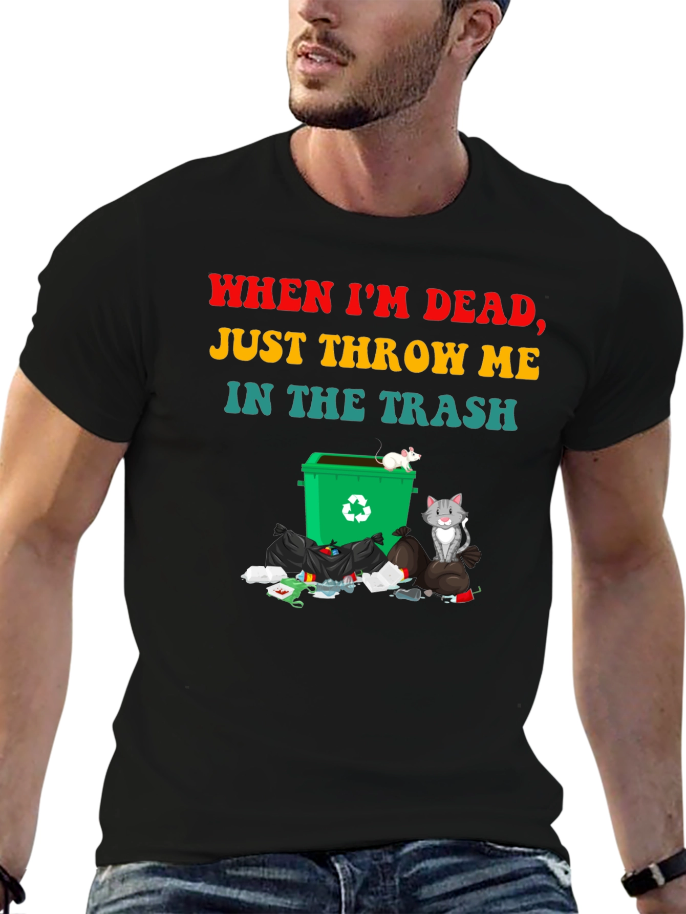 Humorous Throw Me in the Trash Graphic Tee
