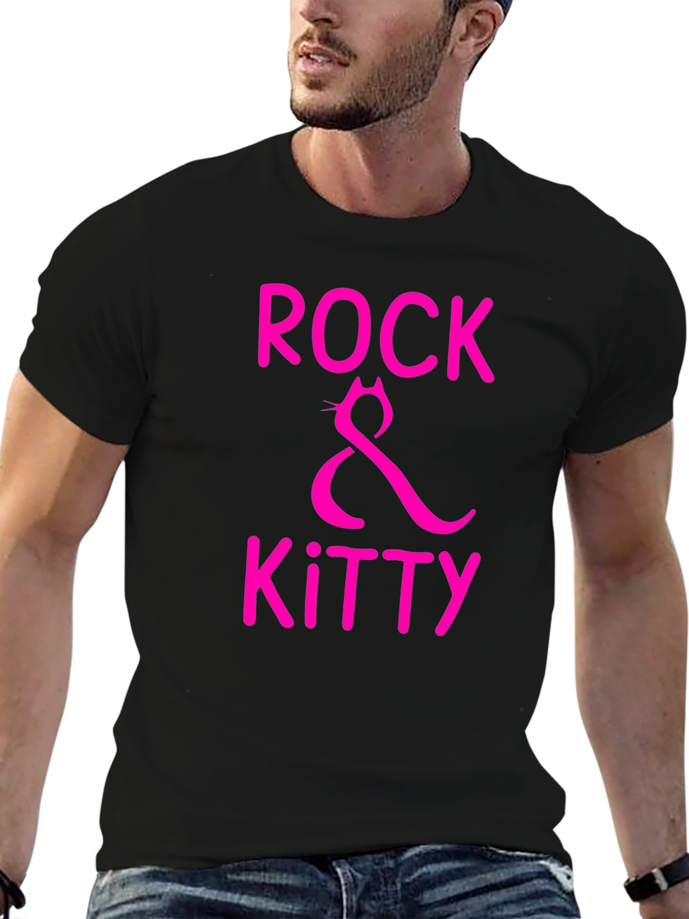 Rock & Kitty Graphic Tee - Black Cotton T-Shirt