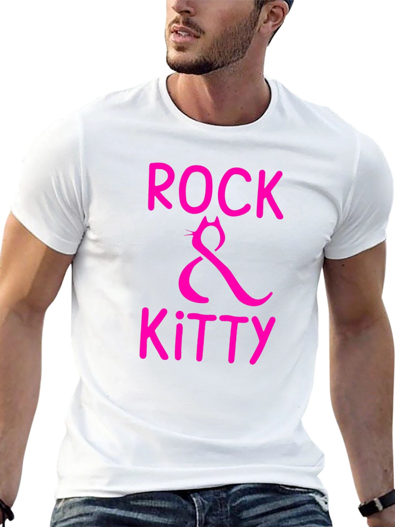 Rock & Kitty Graphic Tee - Black Cotton T-Shirt