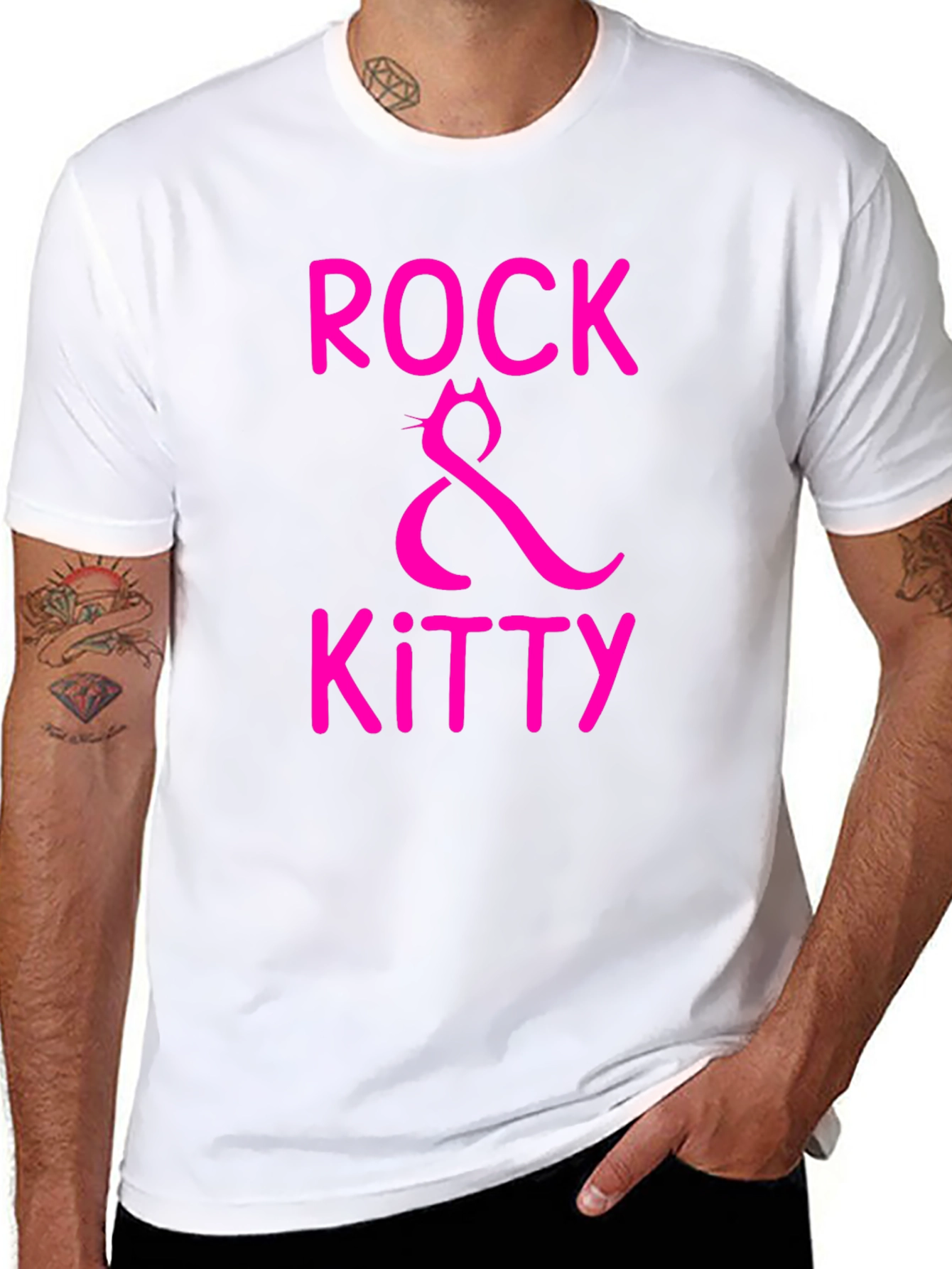 Rock & Kitty Graphic Tee - Black Cotton T-Shirt
