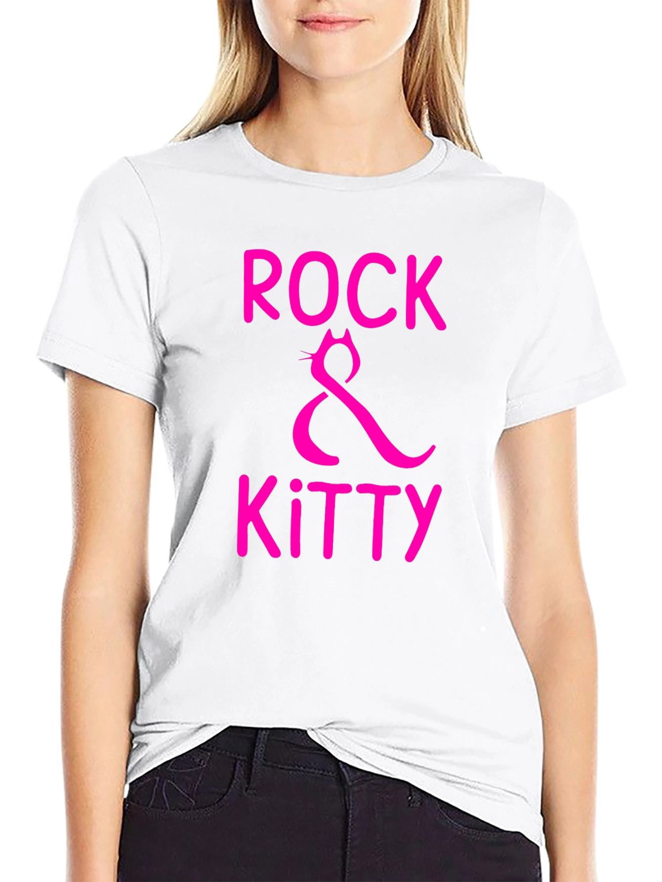 Rock & Kitty Graphic Tee - Black Cotton T-Shirt