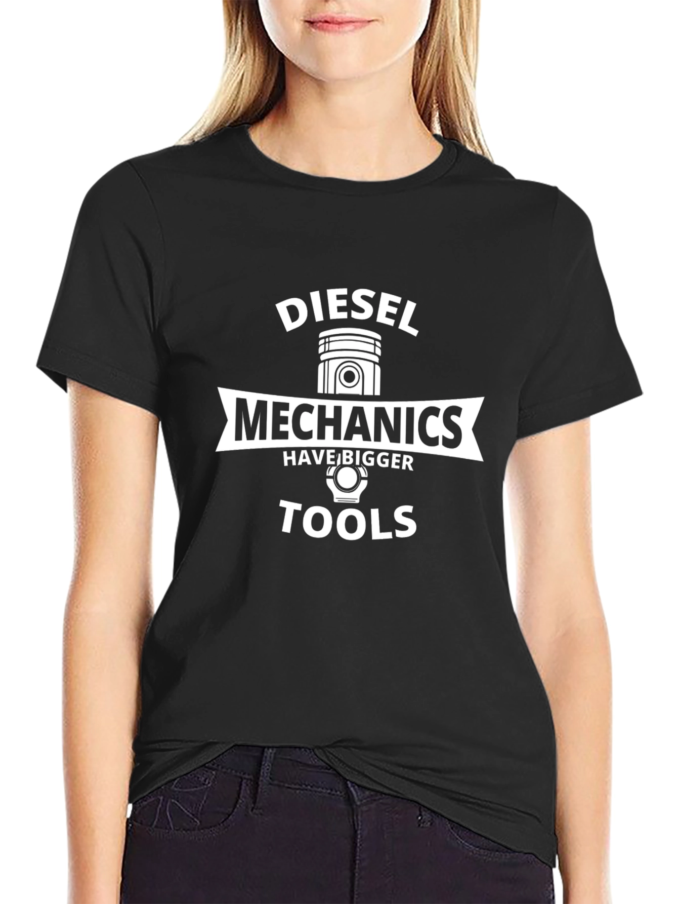 Diesel Mechanics Bigger Tools Black Graphic T-Shirt