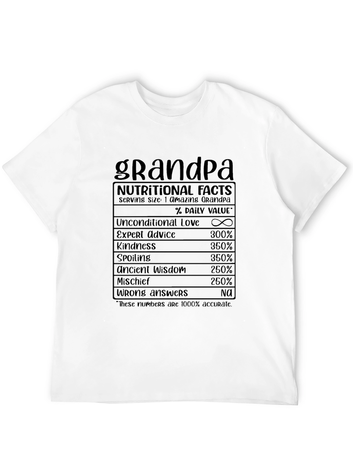Grandpa Nutritional Facts Black T-Shirt