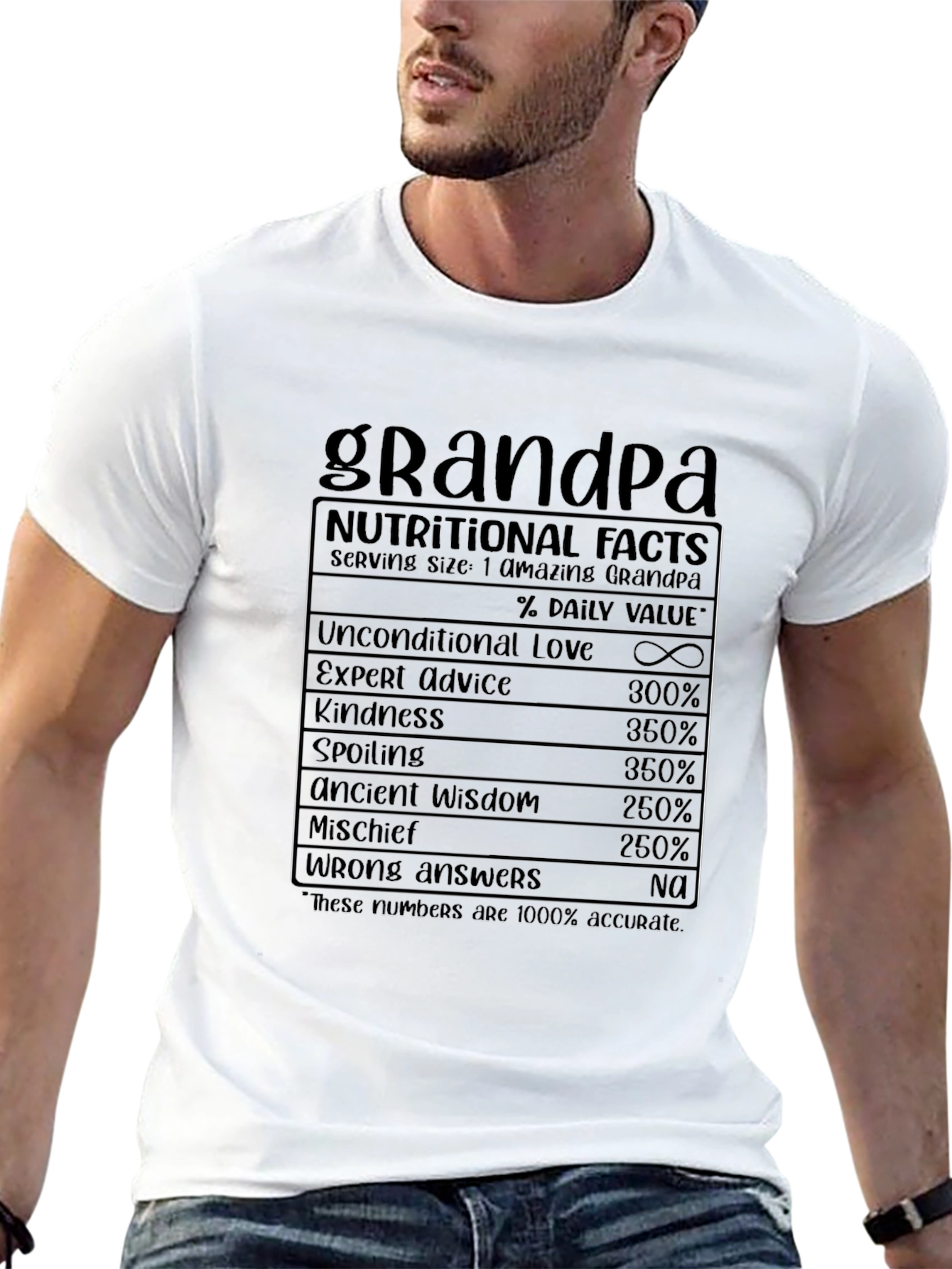 Grandpa Nutritional Facts Black T-Shirt