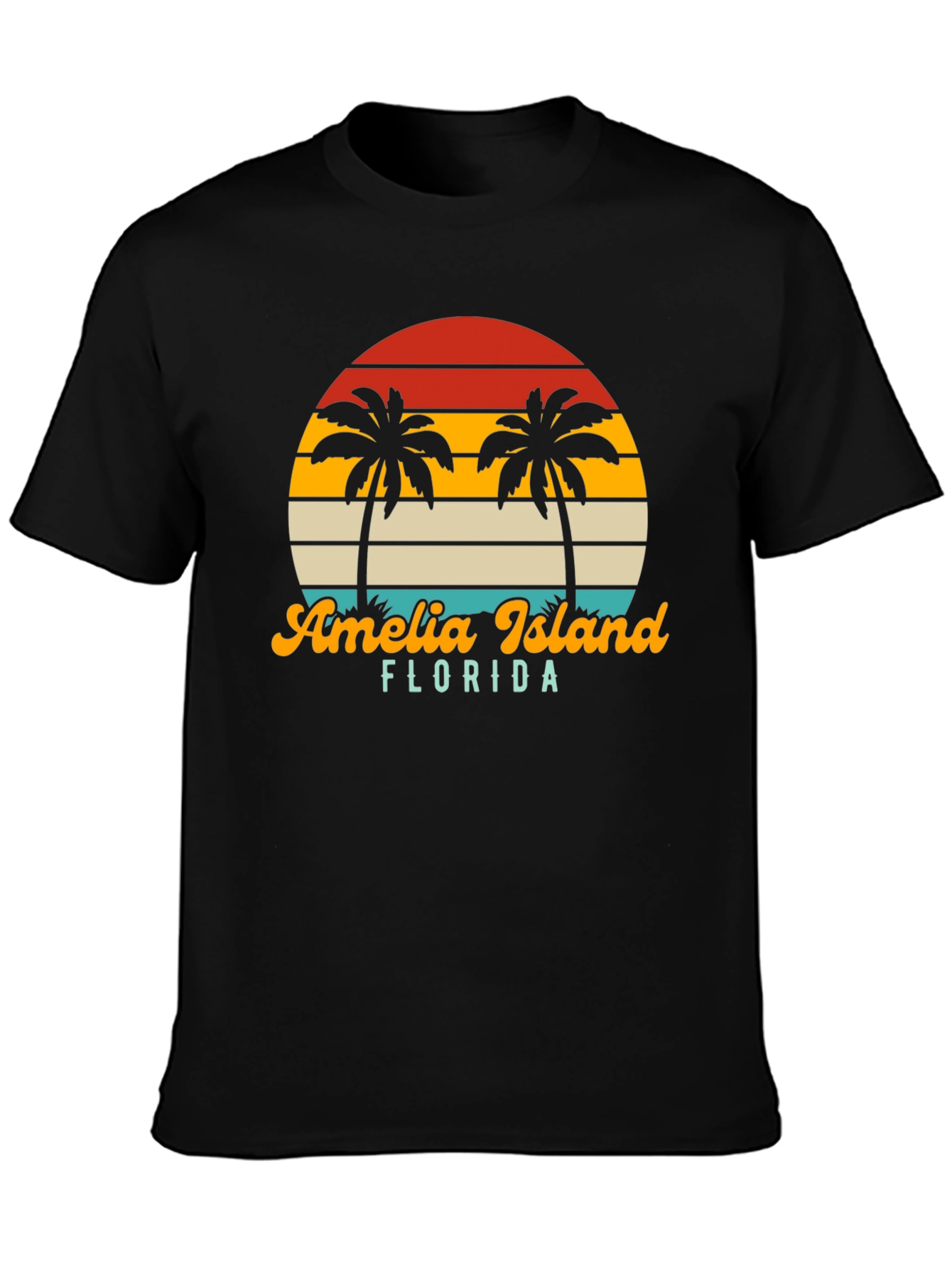 Amelia Island Florida Palm Tree Retro T-Shirt