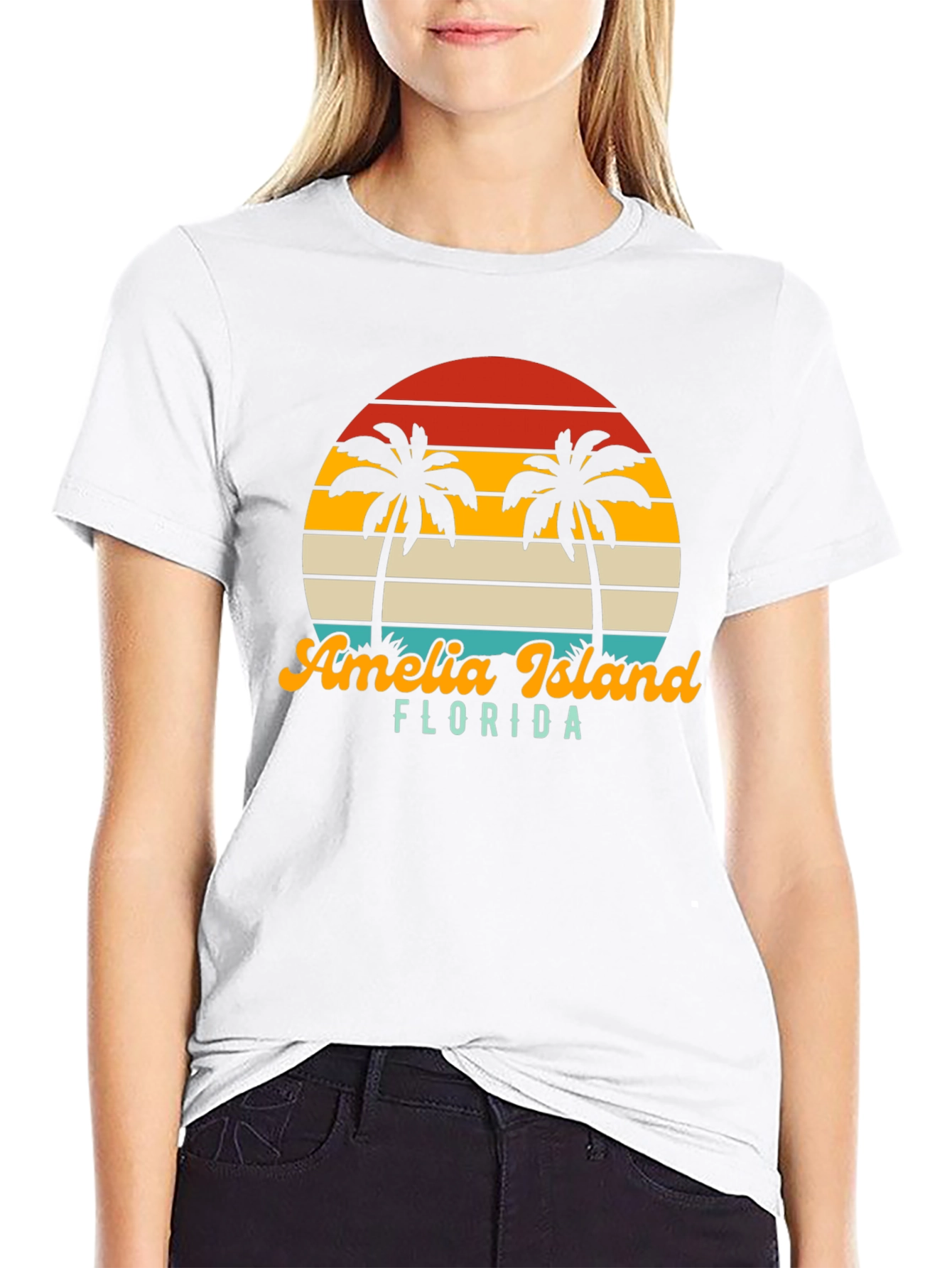 Amelia Island Florida Palm Tree Retro T-Shirt