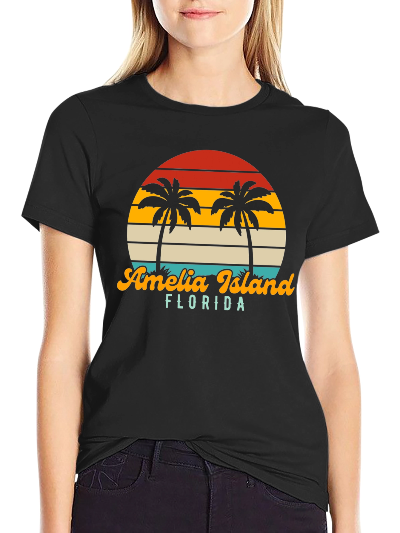 Amelia Island Florida Palm Tree Retro T-Shirt